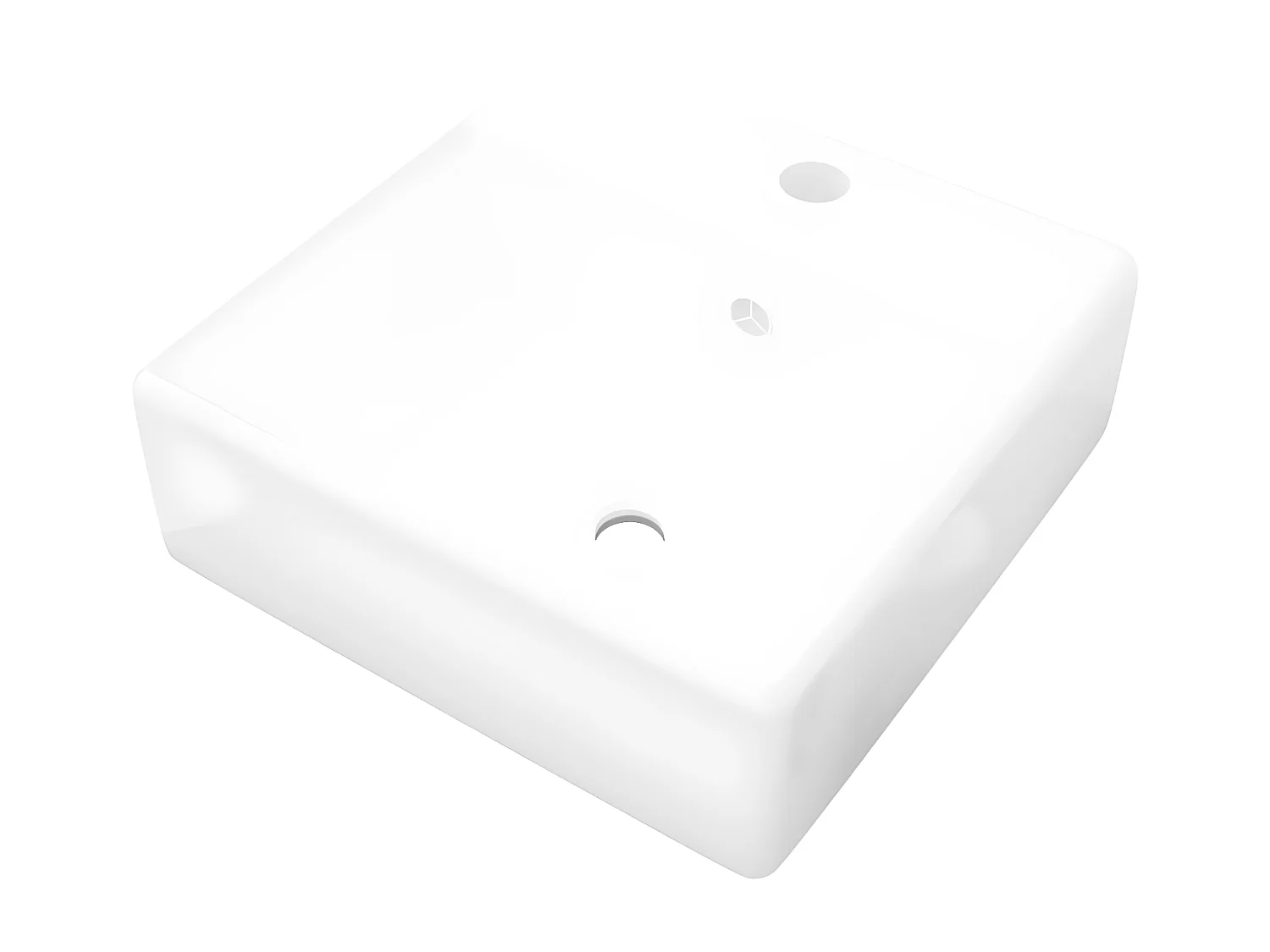 Luxueuse vasque céramique carrée avec trop plein 41 x 41 cm FR109685