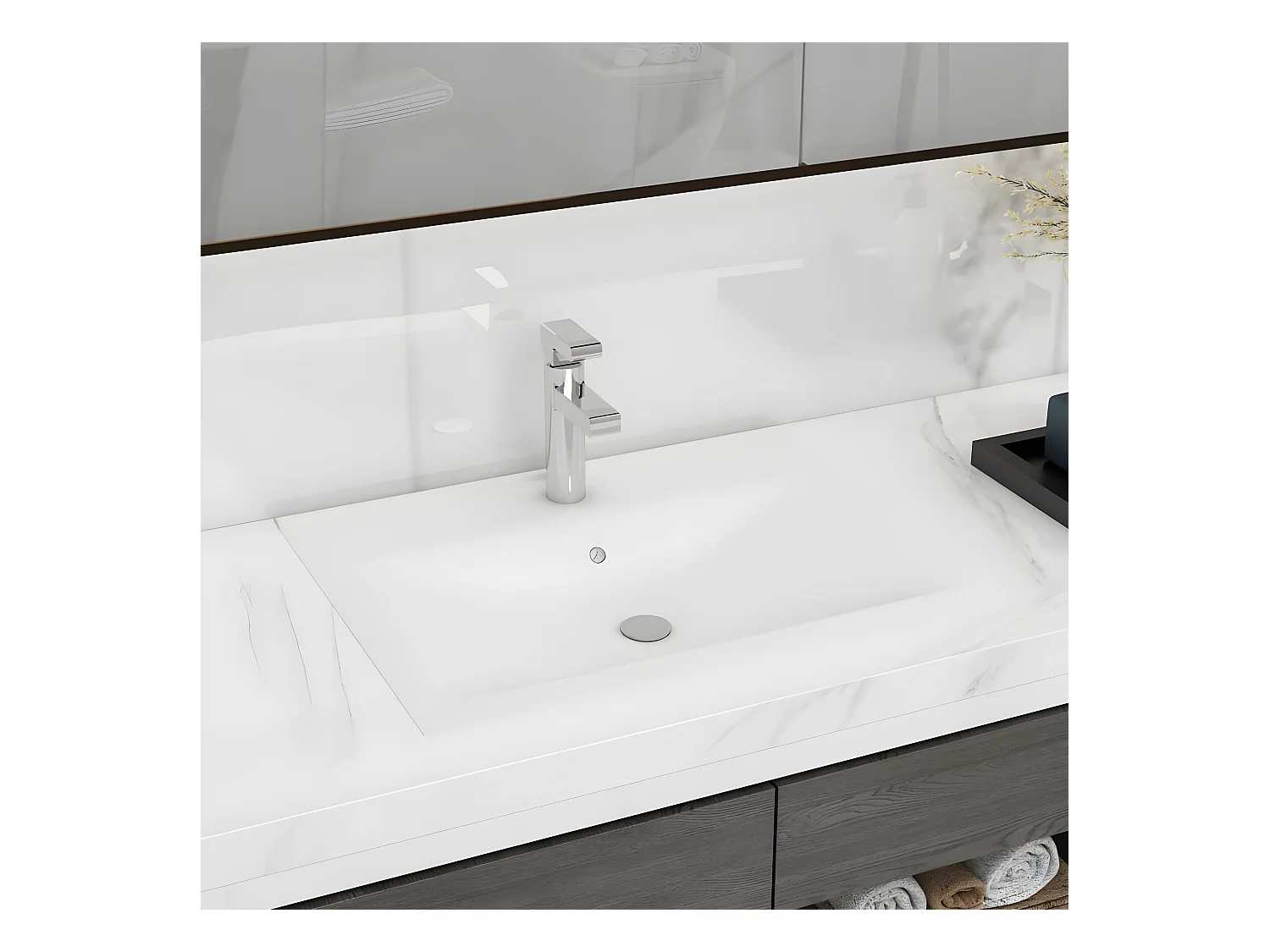Vasque à poser en céramique Rectangulaire Blanche 60 x 46 cm FR244010