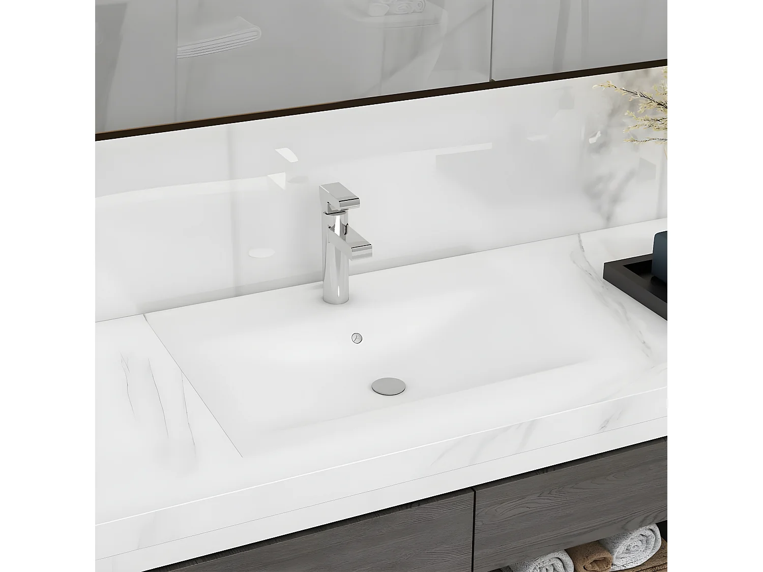 Vasque à poser en céramique Rectangulaire Blanche 60 x 46 cm FR244010