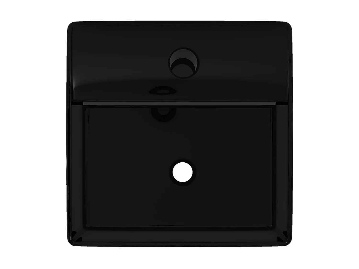 Vasque rectangulaire à trou Noir en céramique pour salle de bain FR378568
