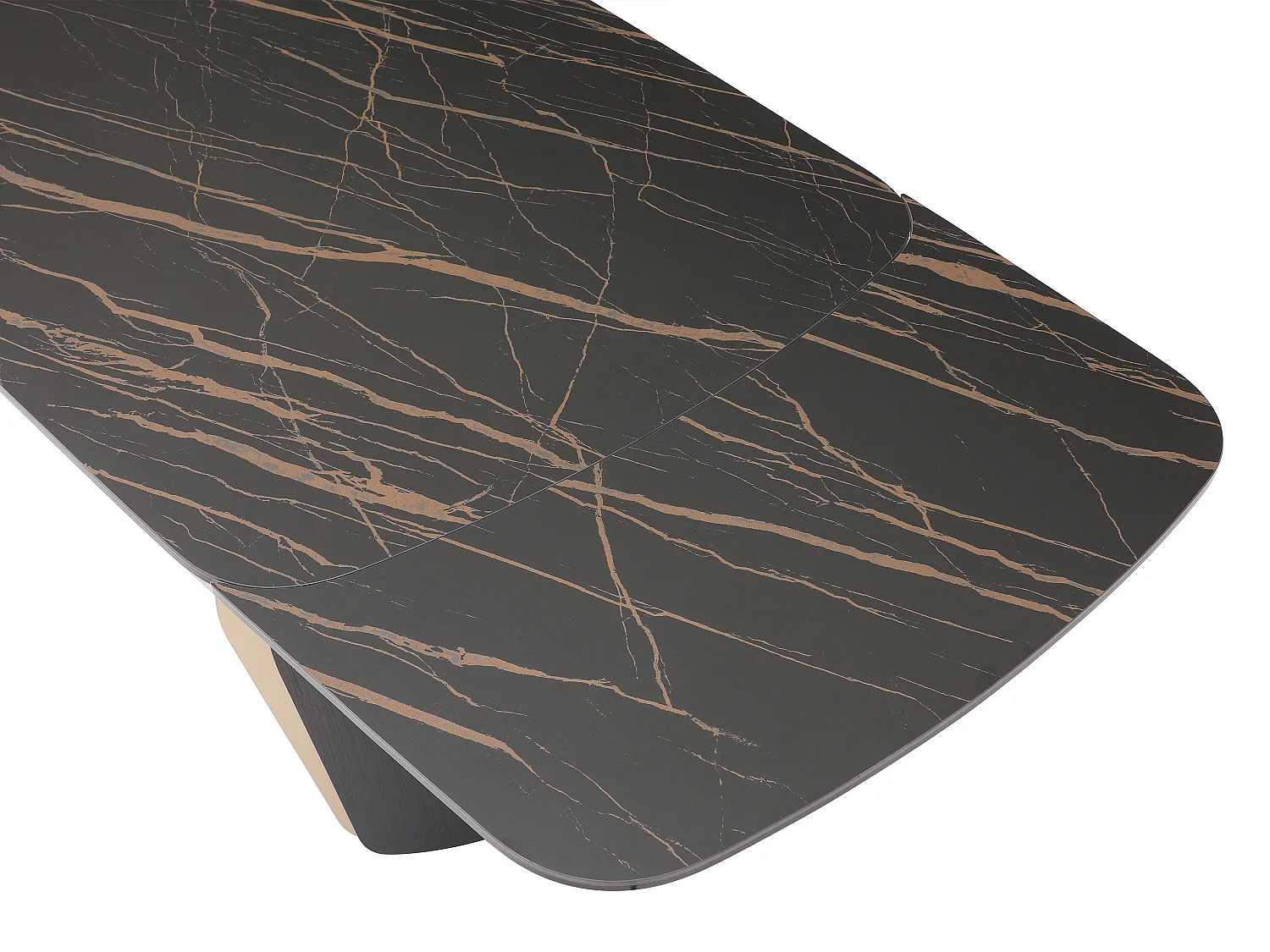 Utdragbart matbord för 6 till 10 personer i keramik, härdat glas och metall - Svart marmoreffekt och guld - ZINORIA från Maison Céphy