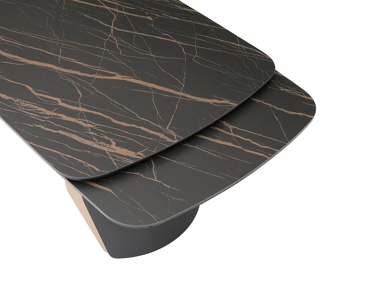 Utdragbart matbord för 6 till 10 personer i keramik, härdat glas och metall - Svart marmoreffekt och guld - ZINORIA från Maison Céphy