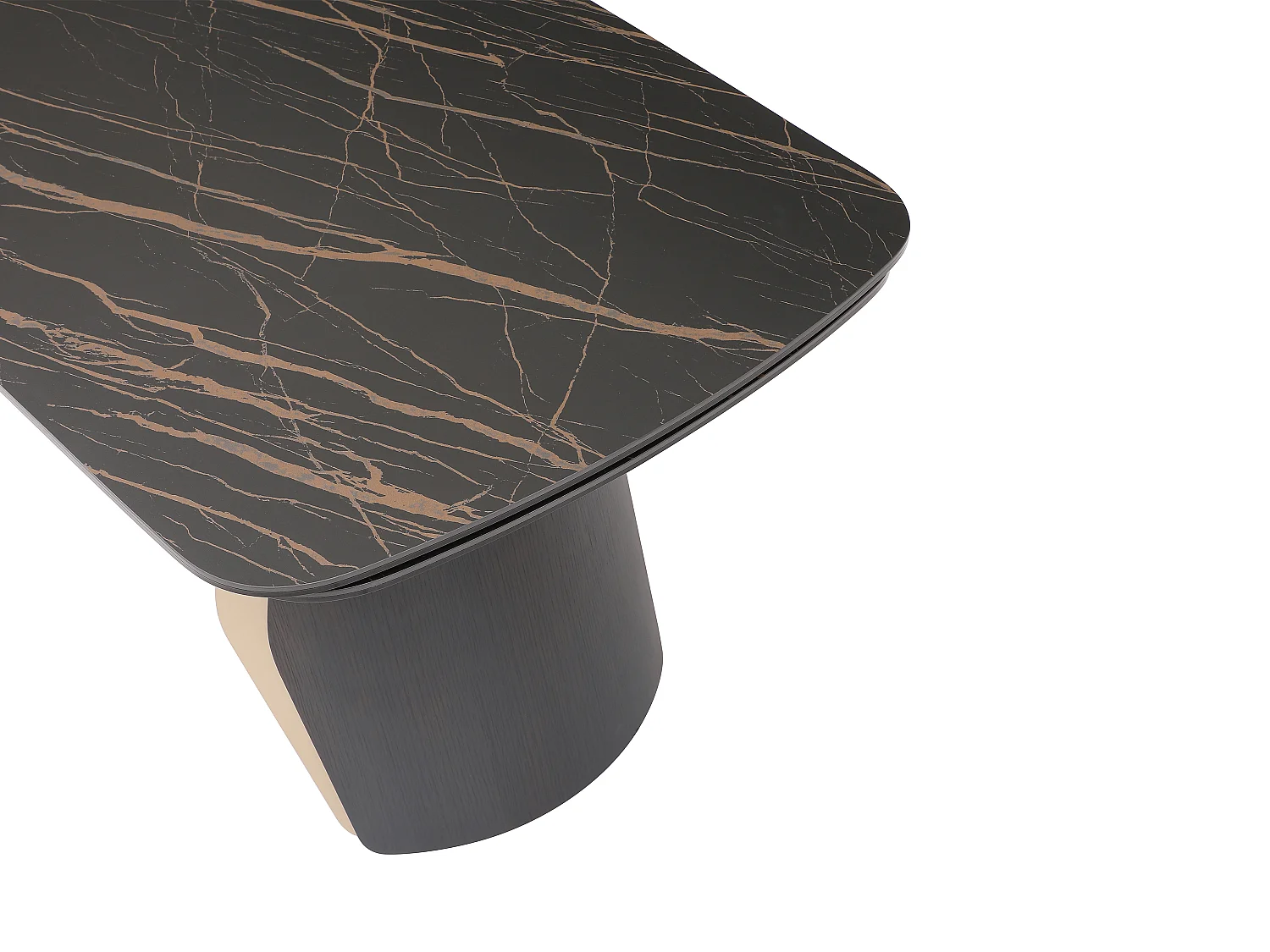 Utdragbart matbord för 6 till 10 personer i keramik, härdat glas och metall - Svart marmoreffekt och guld - ZINORIA från Maison Céphy