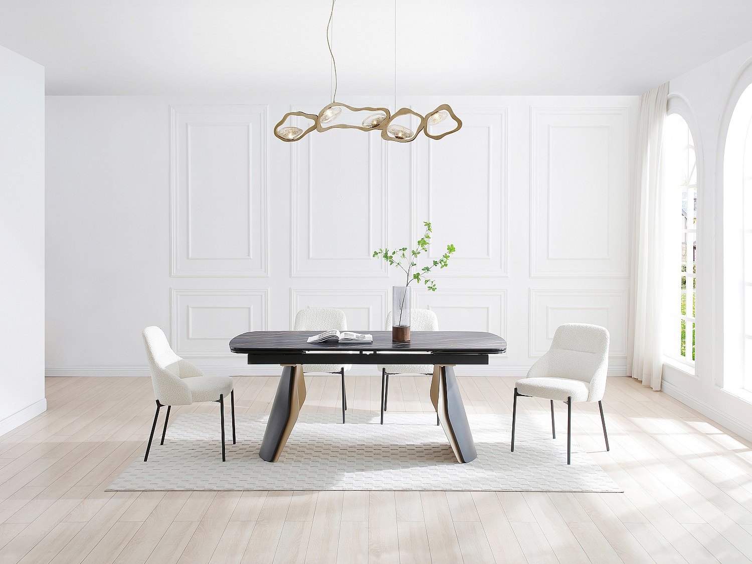 Esstisch ausziehbar - 6 bis 10 Personen - Keramik, Sicherheitsglas & Metall günstig online kaufen