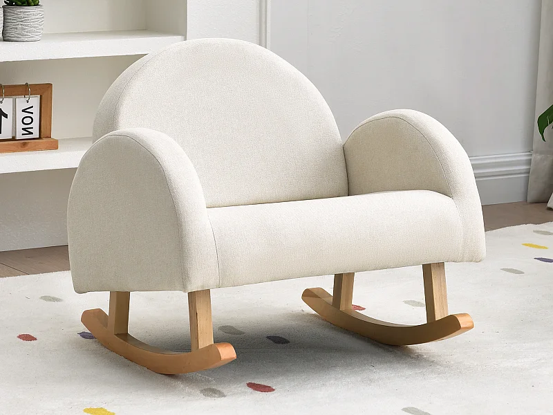 Fauteuil pour enfant à bascule en tissu beige ESLIDA