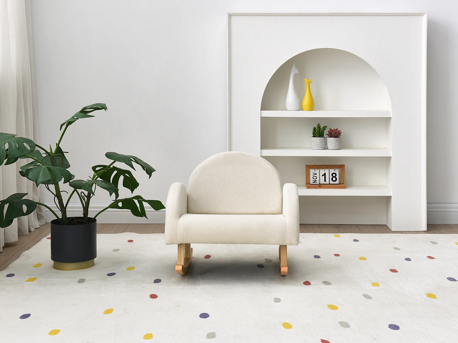 Kinderschaukelsessel - Stoff - Beige - ESLIDA