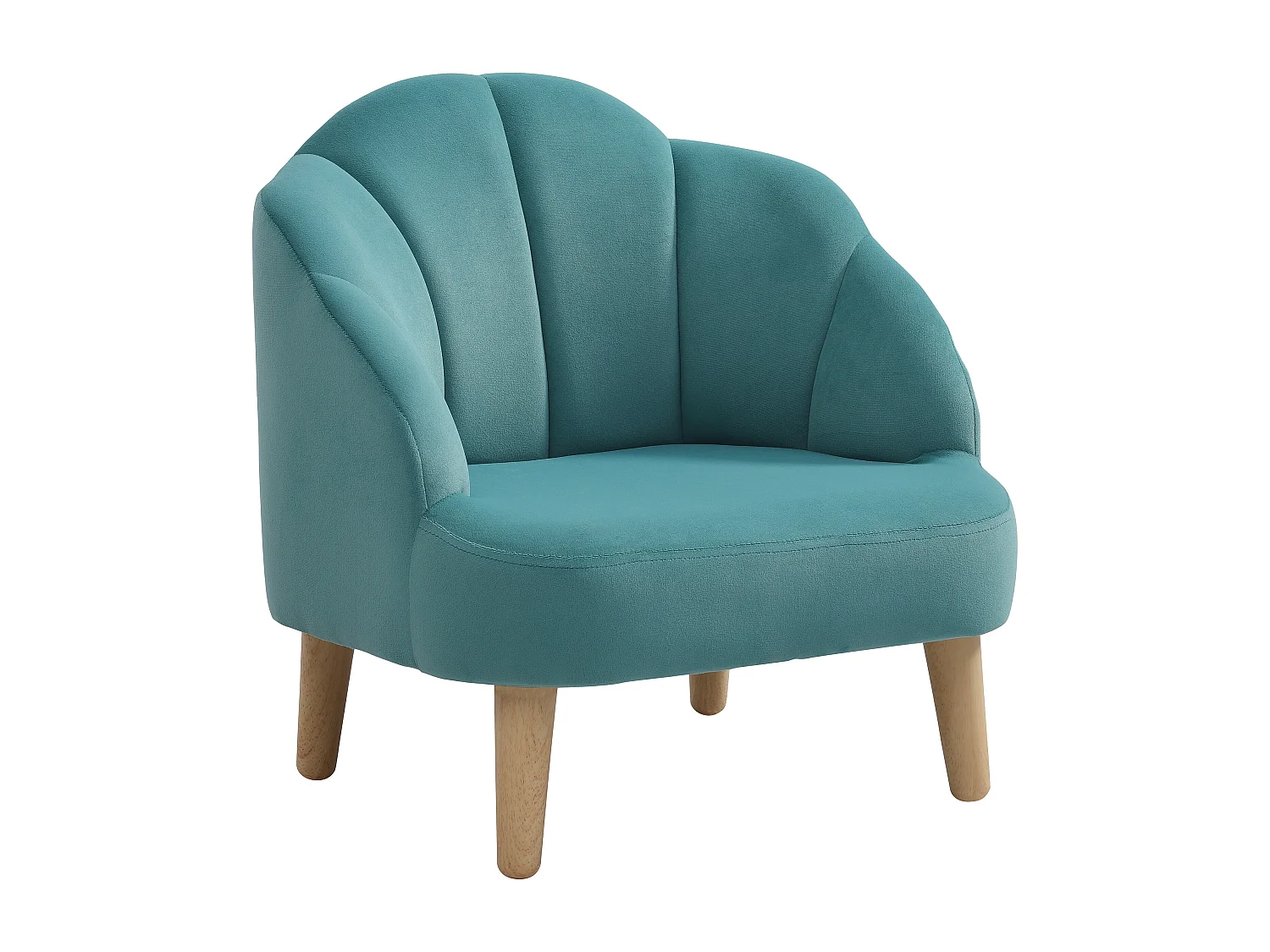 Fauteuil coquillage pour enfant en velours bleu COBACA