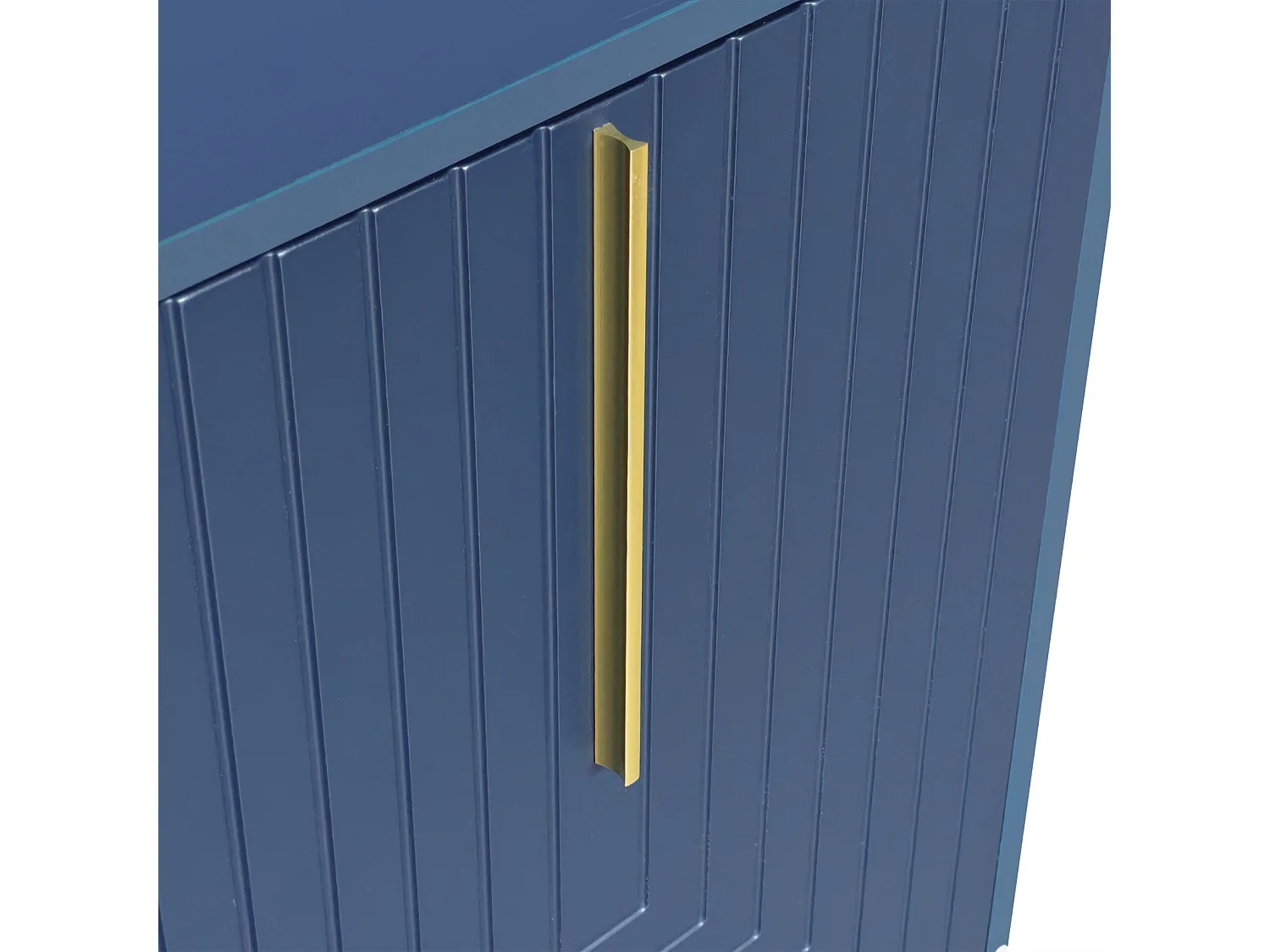 Credenza 138x40x80,5cm, mobile con 3 ante, ripiani regolabili, ante a U, base in metallo, blu navy