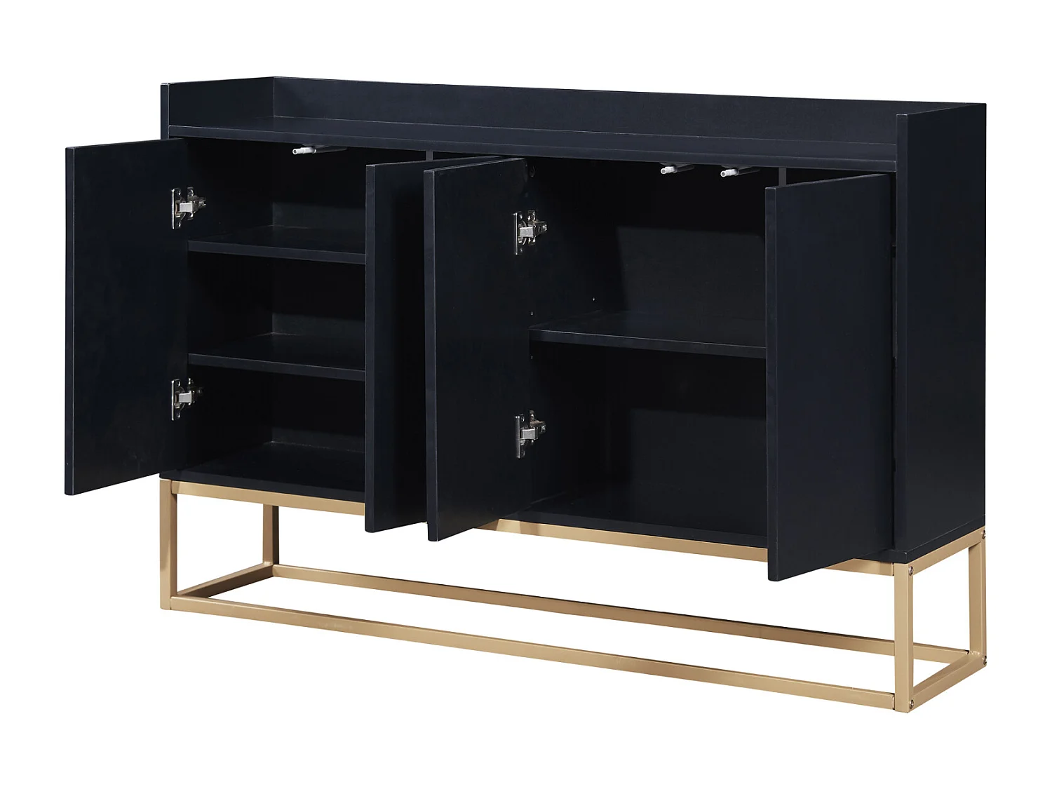 Modernes Sideboard 120 x 30 x 80 cm – Anrichte im minimalistischen Stil mit 4 Türen für Esszimmer, Wohnzimmer, Küche – Schwarz
