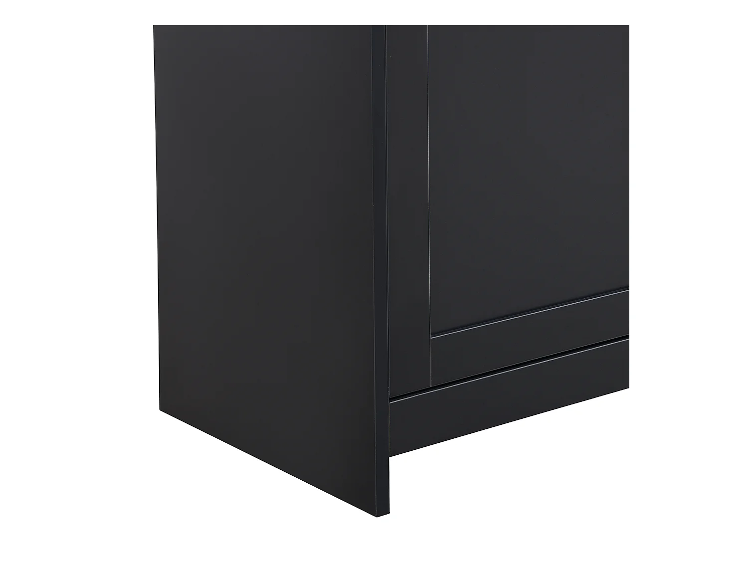 Dressoir van wit geaderd hout 160 L x 37 B x 75H - Dressoir met 4 deuren en 3 lades voor woonkamer, eetkamer - Donkergrijze kleur