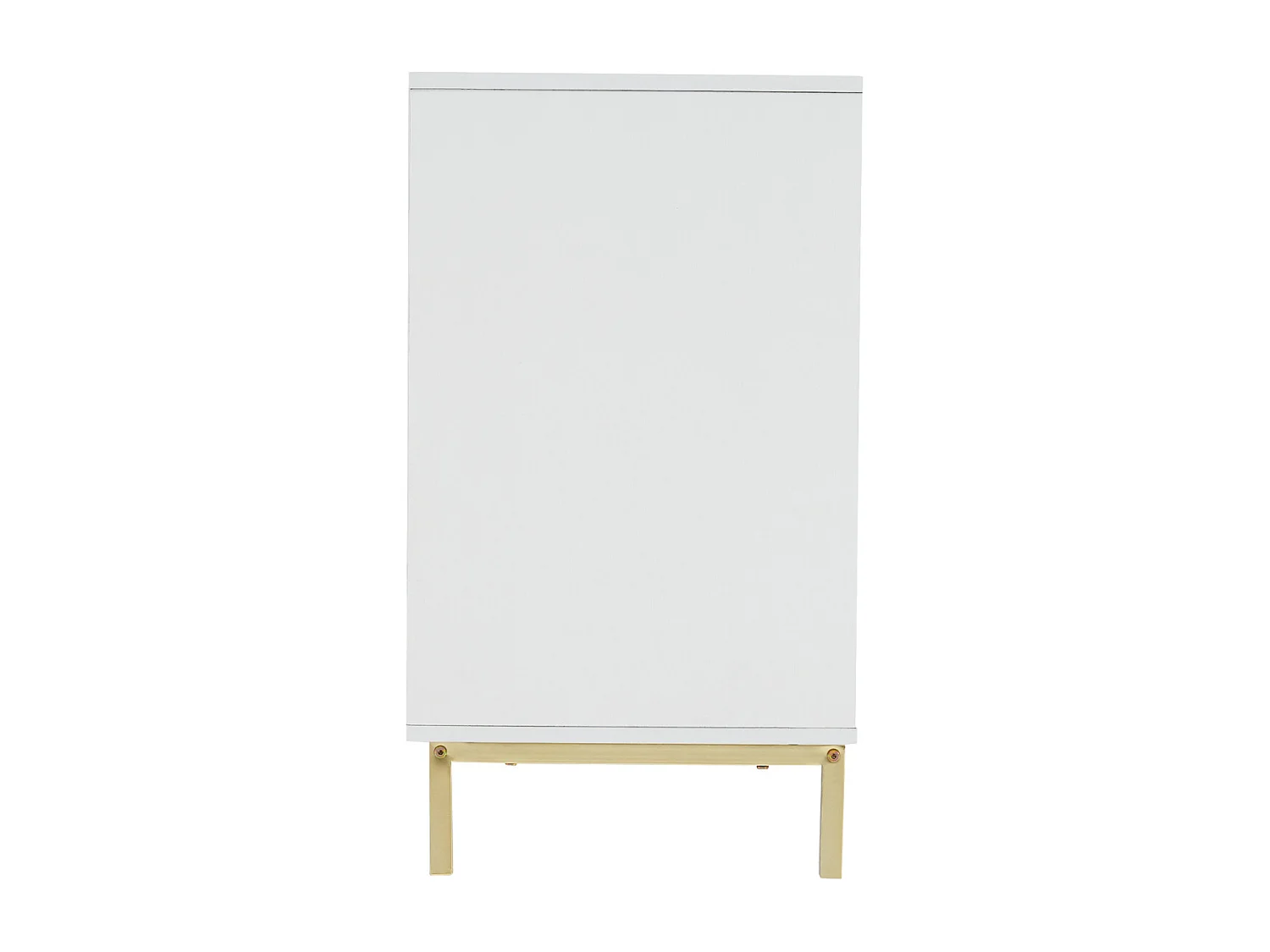 Dressoir 120x40x71,5cm, met 3 deuren, getextureerde rotan deur, inclusief verstelbare planken, gouden poten, wit