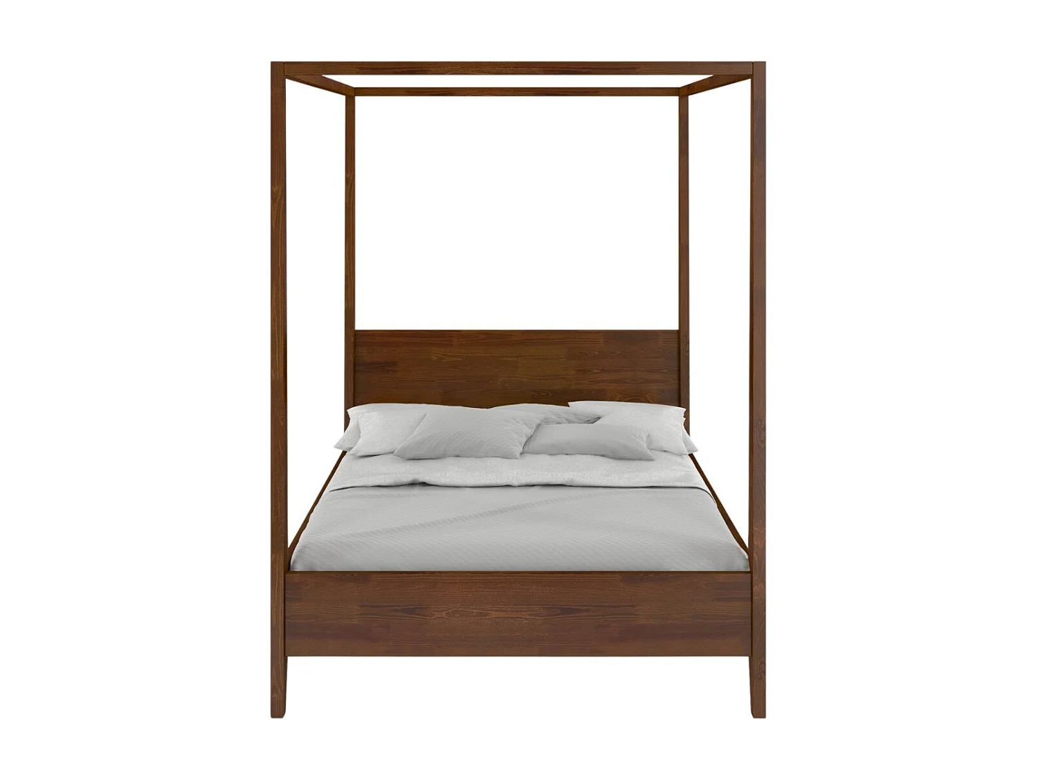Buchenholzbett mit Baldachin CANOPY / 160 x 200 cm, Nussbaumfarbe