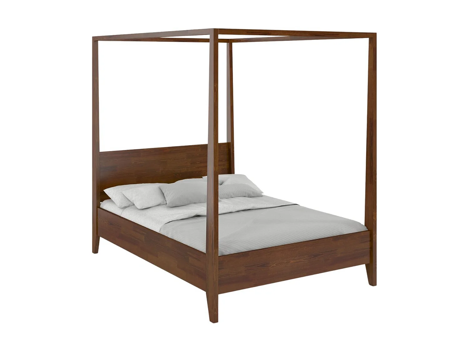 Buchenholzbett mit Baldachin CANOPY / 160 x 200 cm, Nussbaumfarbe