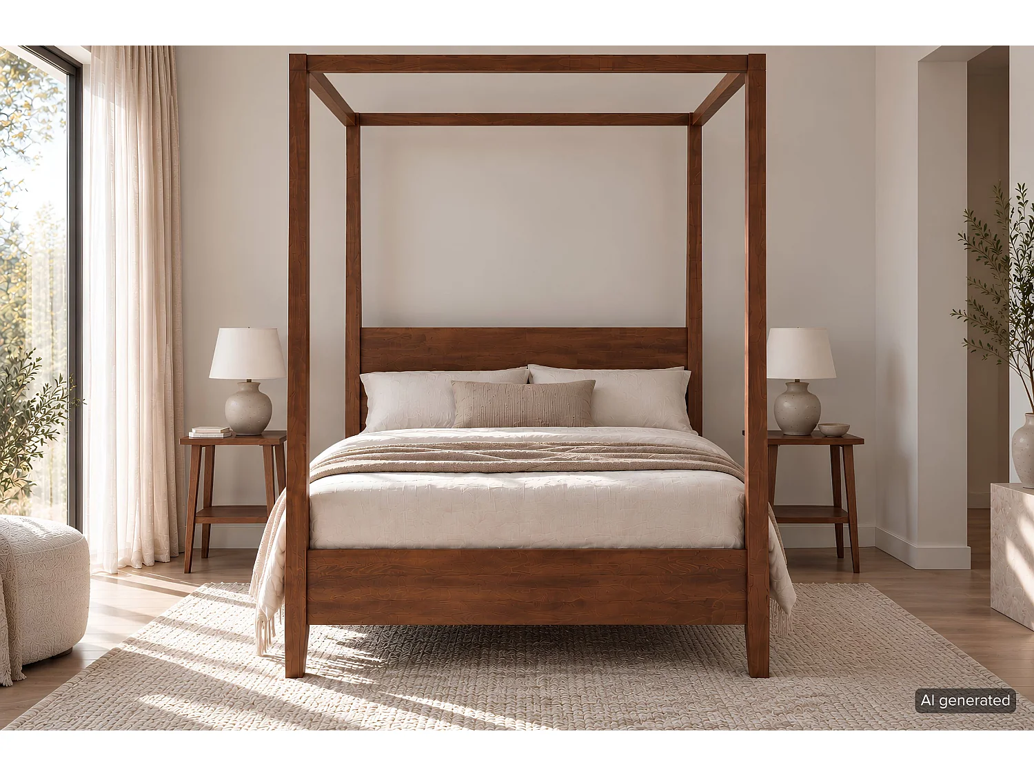 Himmelbett Canopy 160/200 in nussbaumfarbe