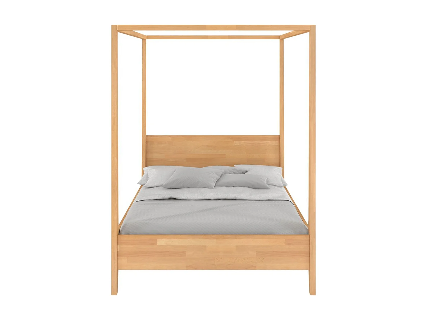 Himmelbett aus Buchenholz CANOPY / 160 x 200 cm, Naturfarbe - Königliches Design und Funktionalität für ein himmlisches Schlafzimmer