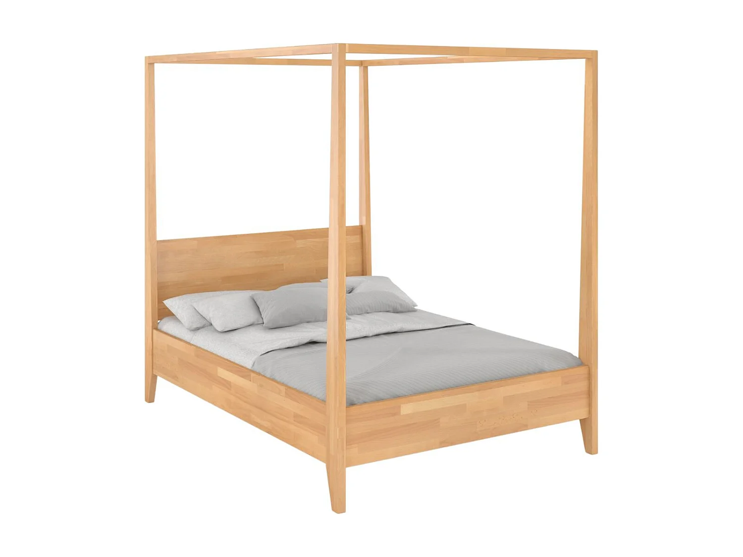 Himmelbett aus Buchenholz CANOPY / 160 x 200 cm, Naturfarbe - Königliches Design und Funktionalität für ein himmlisches Schlafzimmer