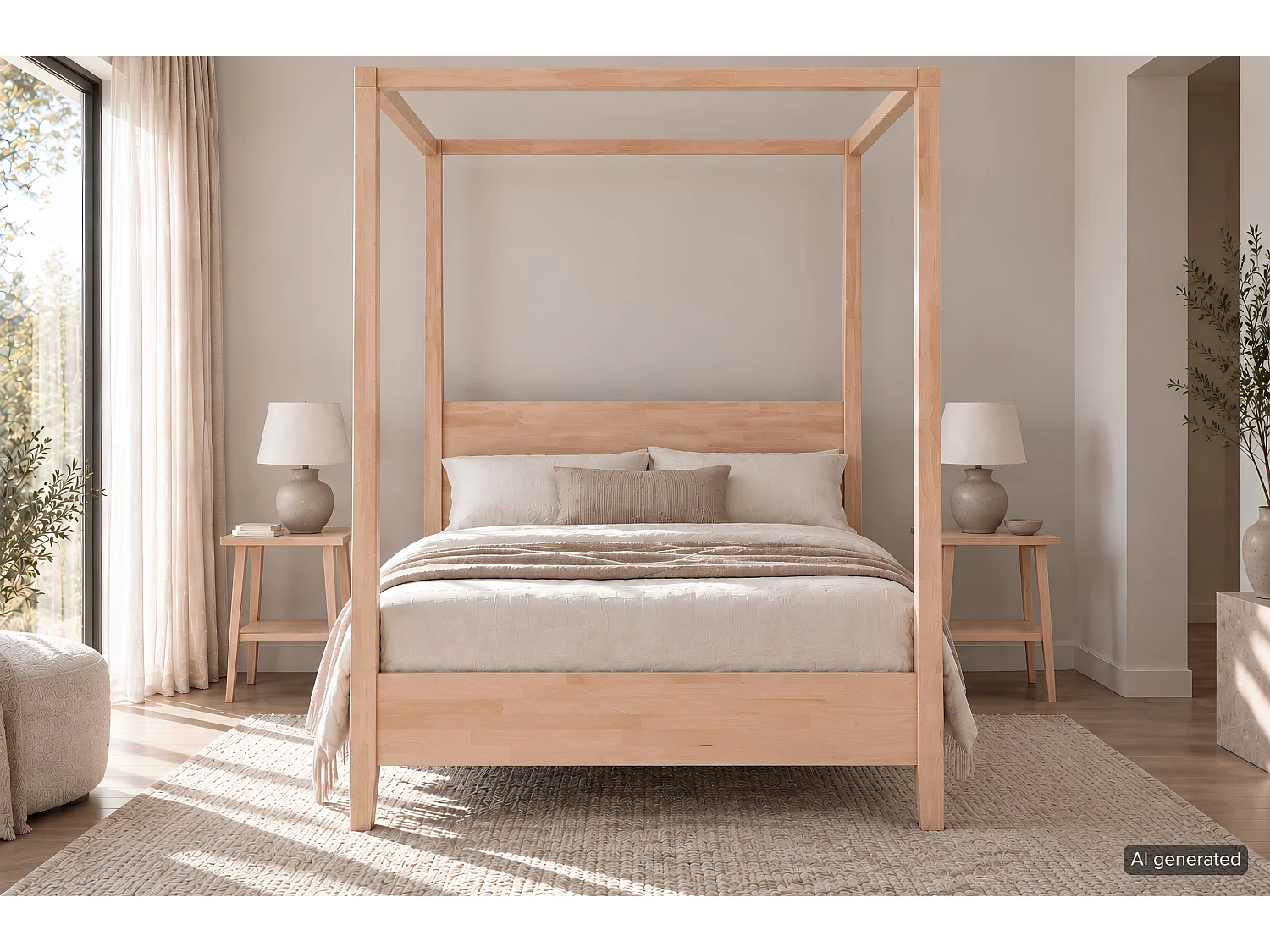 Himmelbett Canopy 160/200 in naturfarben