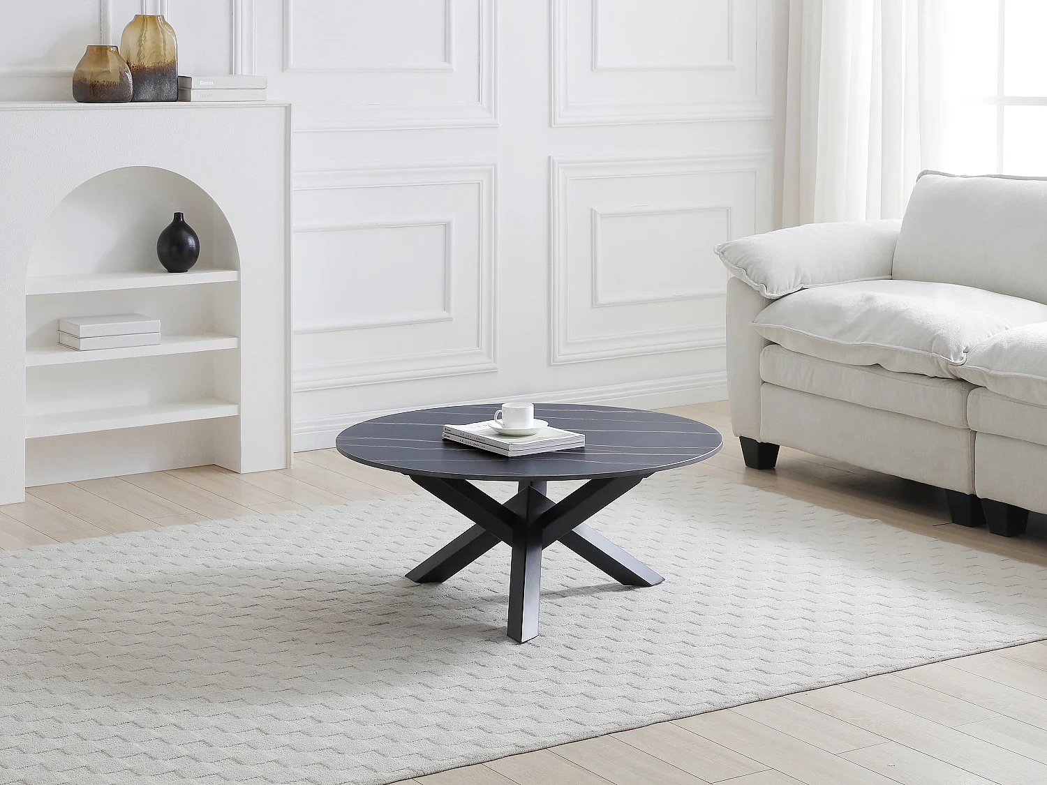 Table basse en céramique et métal - Effet marbre noir - LEONORA de Maison Céphy