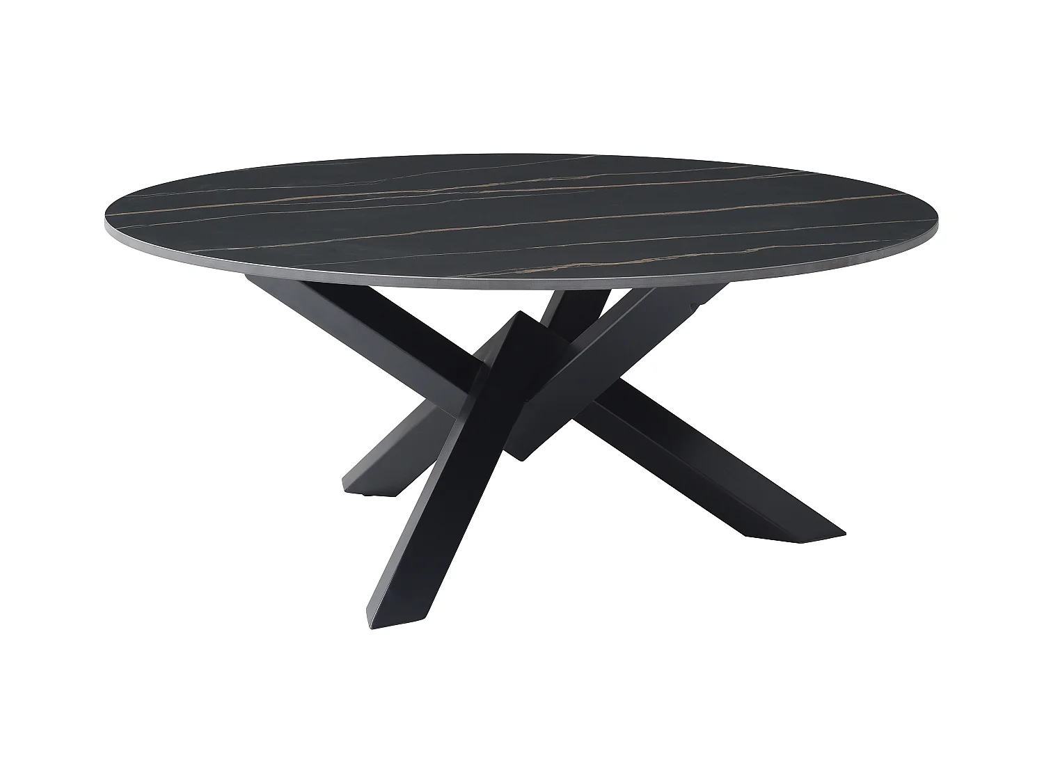 Tavolino in Ceramica e Metallo Effetto marmo Nero  - LEONORA della Maison Céphy