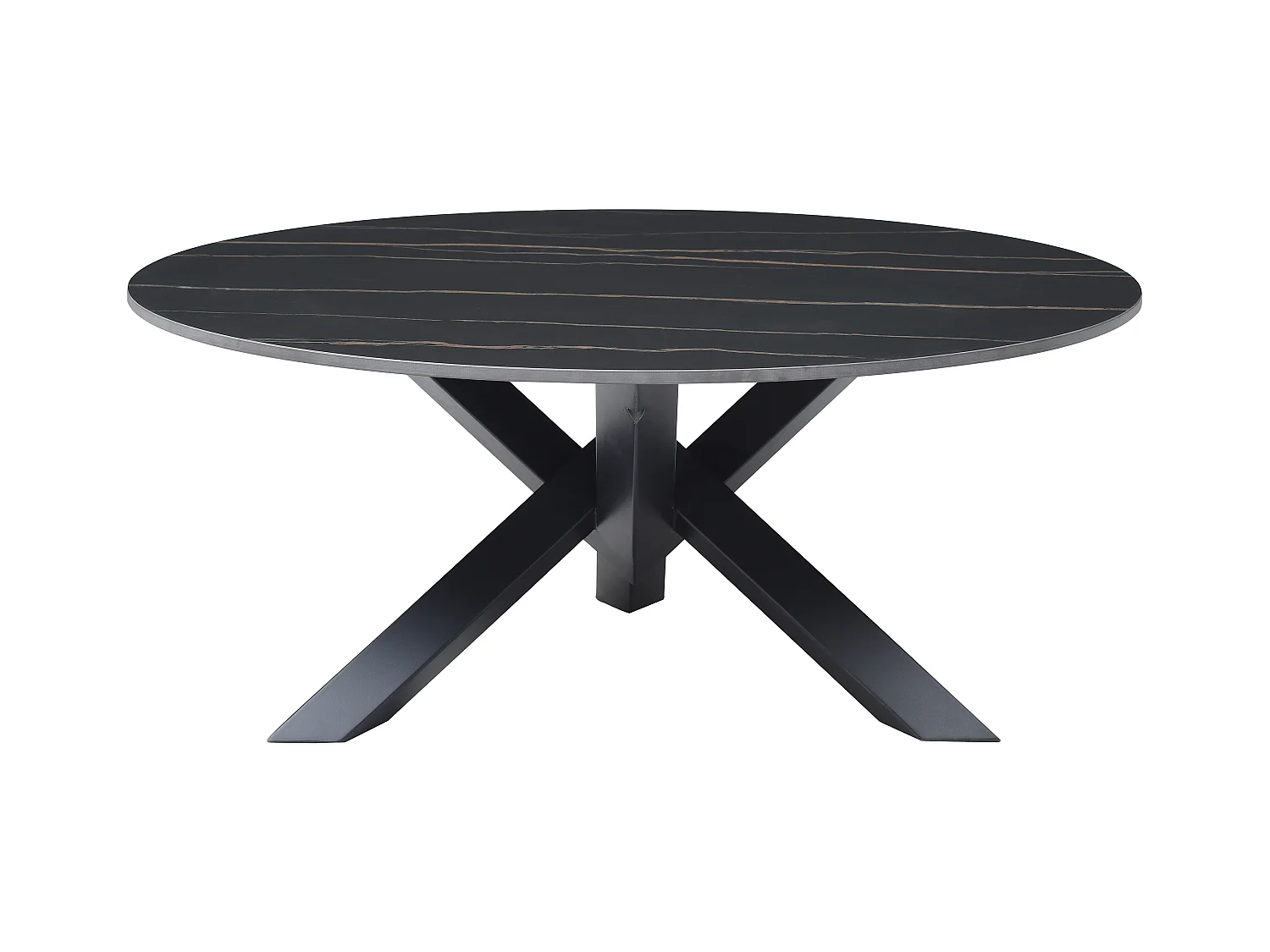 Tavolino in Ceramica e Metallo Effetto marmo Nero  - LEONORA della Maison Céphy