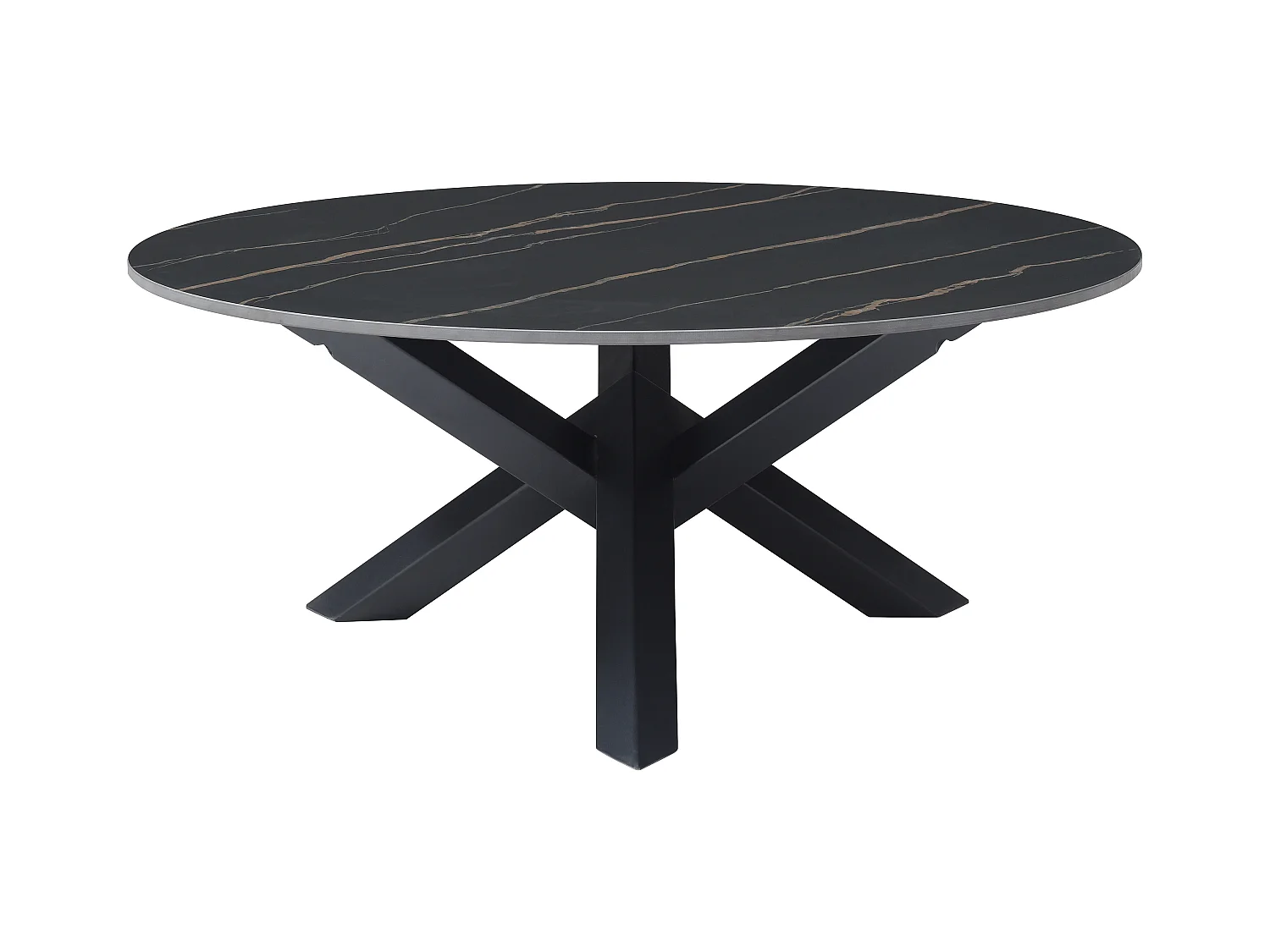 Mesa de centro de cerámica y metal - Efecto mármol negro - LEONORA de Maison Céphy