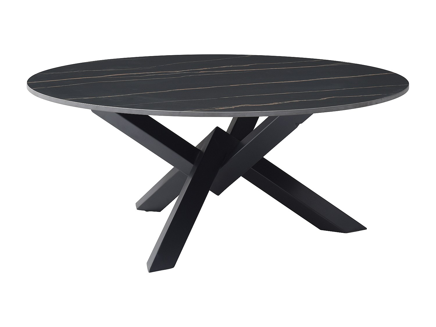 Couchtisch - Keramik & Metall - Marmor-Optik Schwarz - LEONORA von Maison C günstig online kaufen