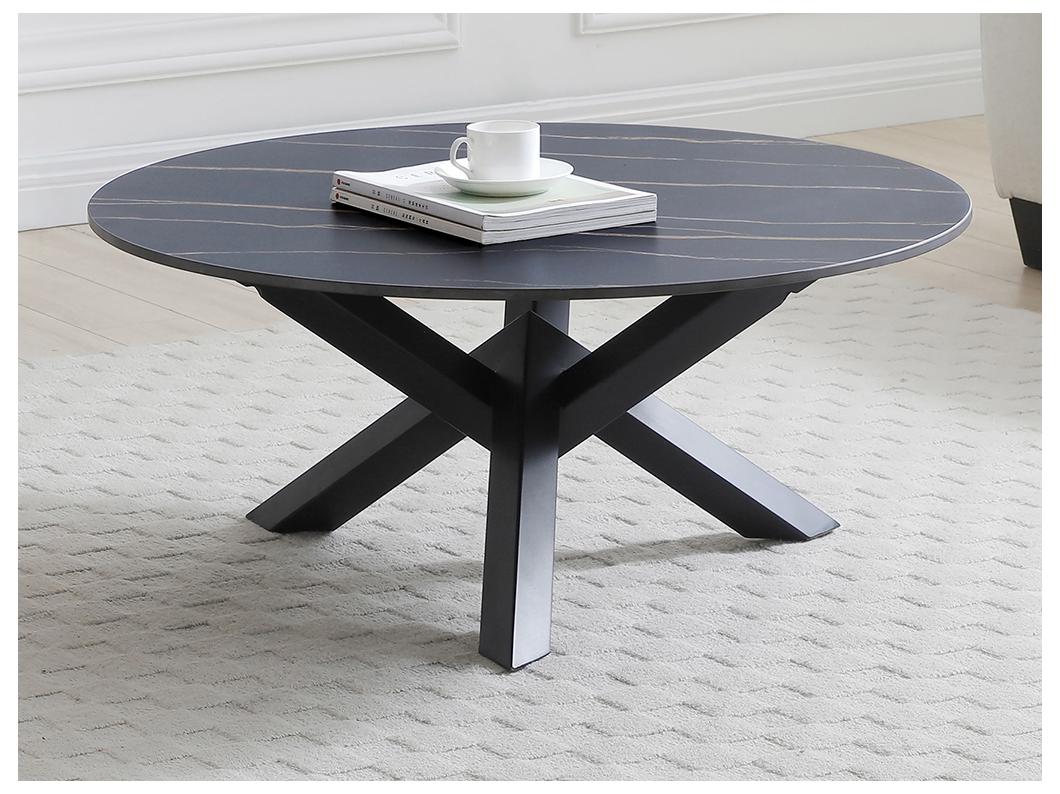 Table basse en céramique et métal - Effet marbre noir - LEONORA de Maison Céphy