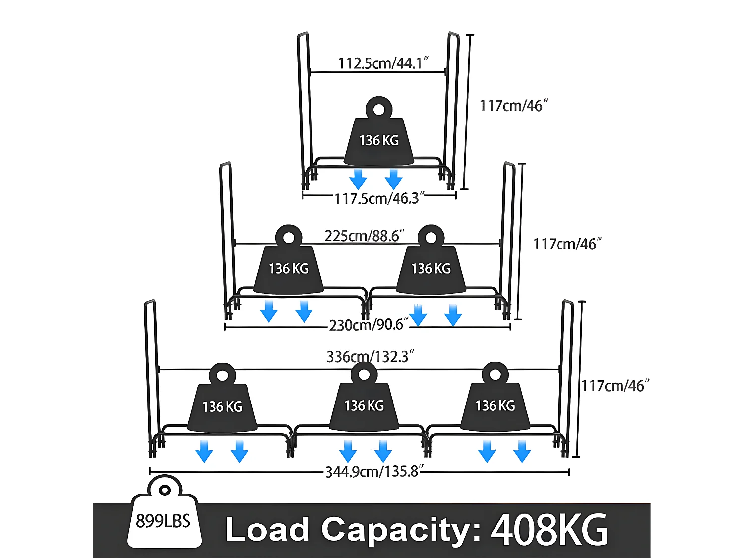 Porte bûches en métal - Noir - Abri de jardin - Range bûche Charge 408kg XXL - Range bois cheminée