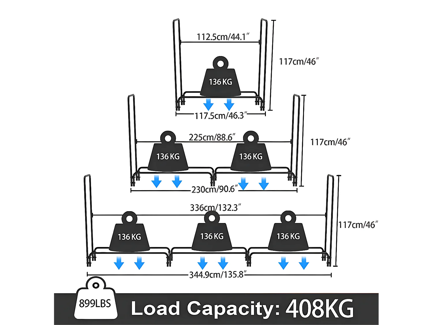 Porte bûches en métal - Noir - Abri de jardin - Range bûche Charge 408kg XXL - Range bois cheminée