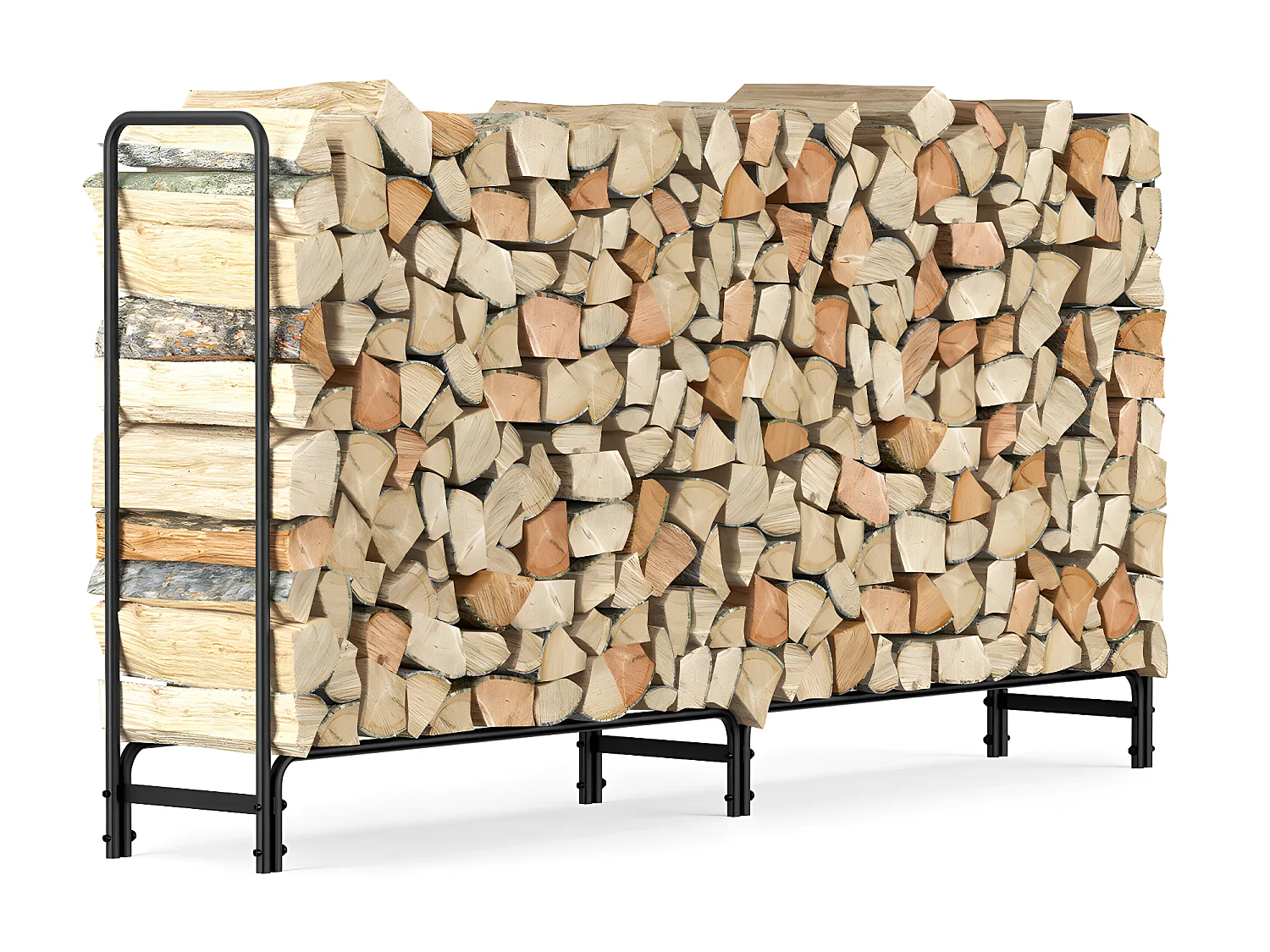 Porte bûches en métal - Noir - Rangement Serre Bûche - Étagère pour Bois de Cheminé  - Stockage Bois