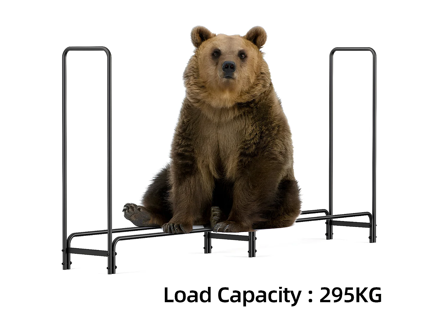 Porte bûches en métal - Noir - Rangement Serre Bûche - Étagère pour Bois de Cheminé  - Stockage Bois