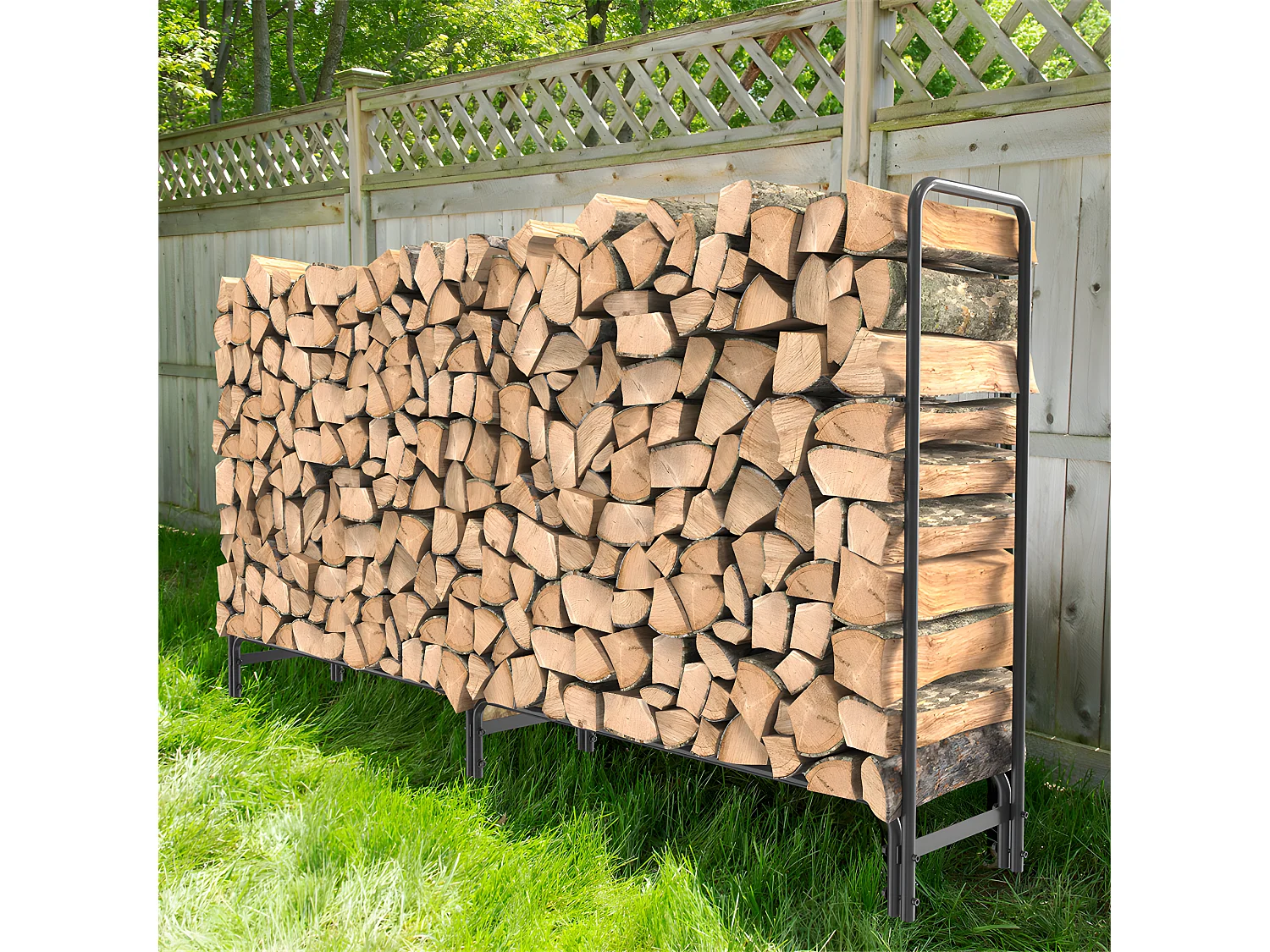 Porte bûches en métal - Noir - Rangement Serre Bûche - Étagère pour Bois de Cheminé  - Stockage Bois