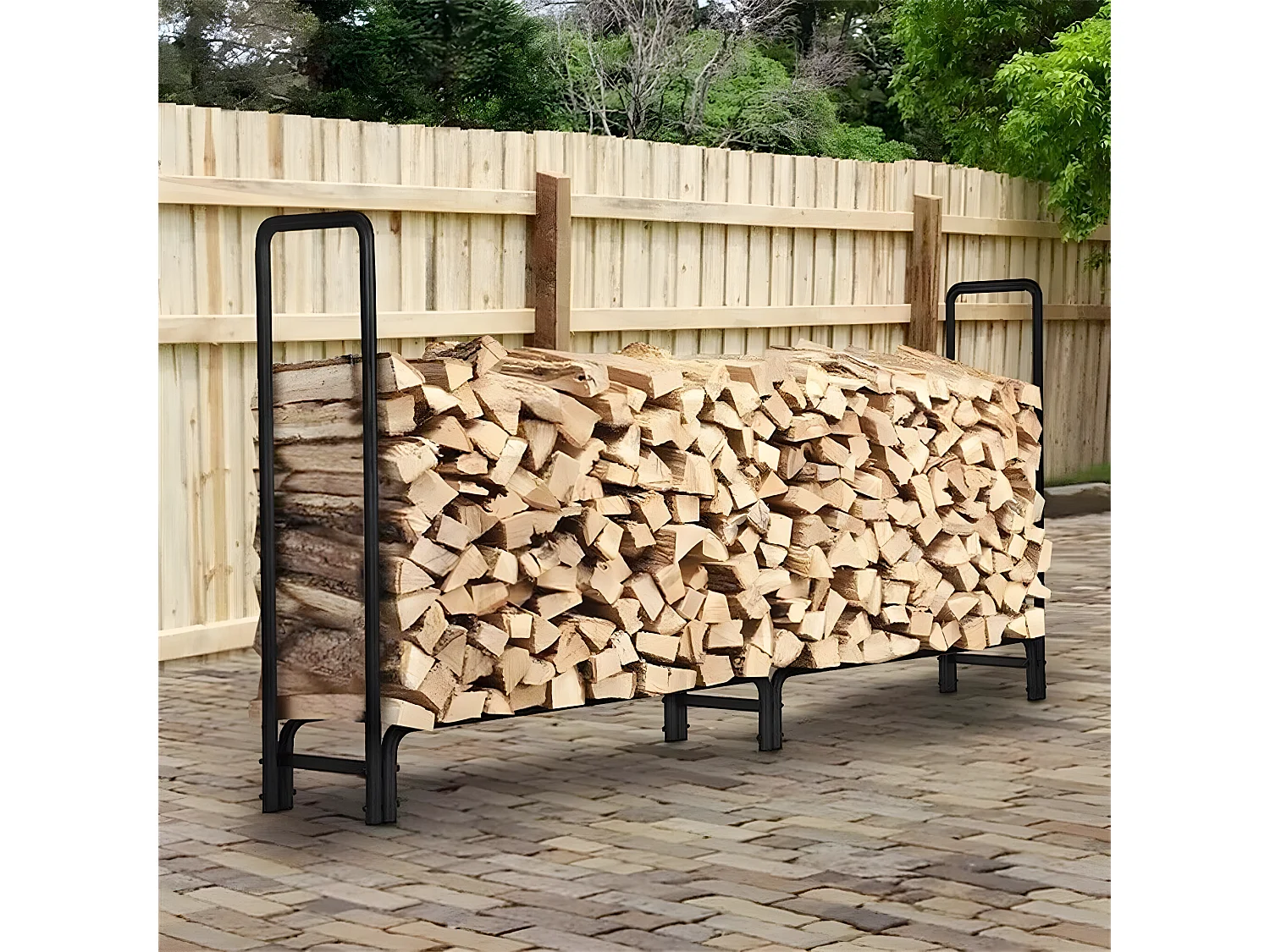 Porte bûches en métal - Noir - Rangement Serre Bûche - Étagère pour Bois de Cheminé  - Stockage Bois