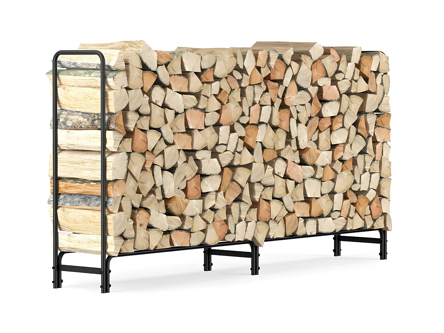 Porte bûches en métal - Noir - Rangement Serre Bûche - Étagère pour Bois de Cheminé  - Stockage Bois
