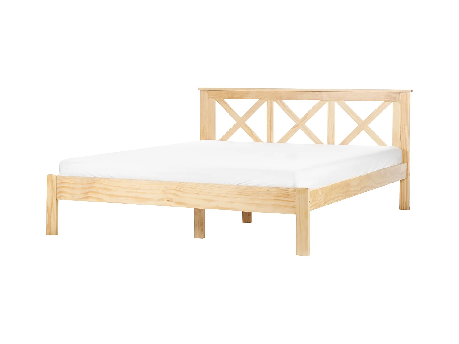 Lit avec sommier Bois de pin TANNAY 160 x 200 cm Marron clair
