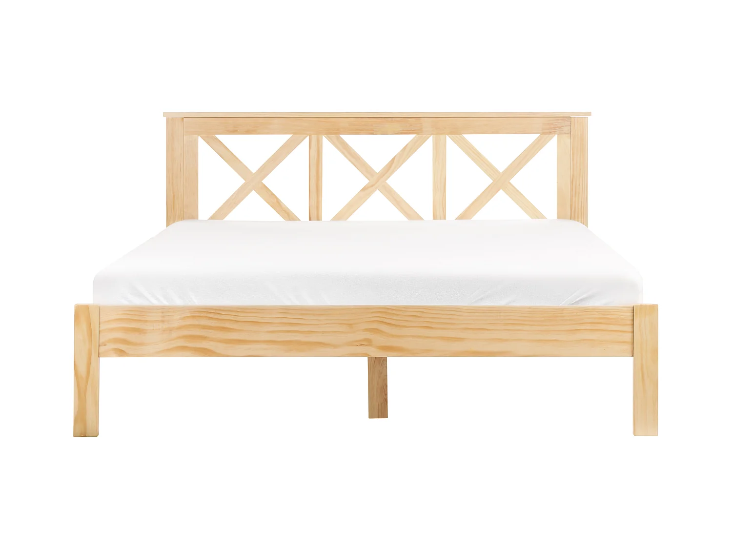 Lit avec sommier Bois de pin TANNAY 160 x 200 cm Marron clair