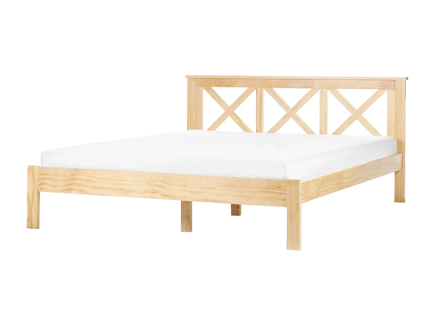 Lit avec sommier Bois de pin TANNAY 160 x 200 cm Marron clair