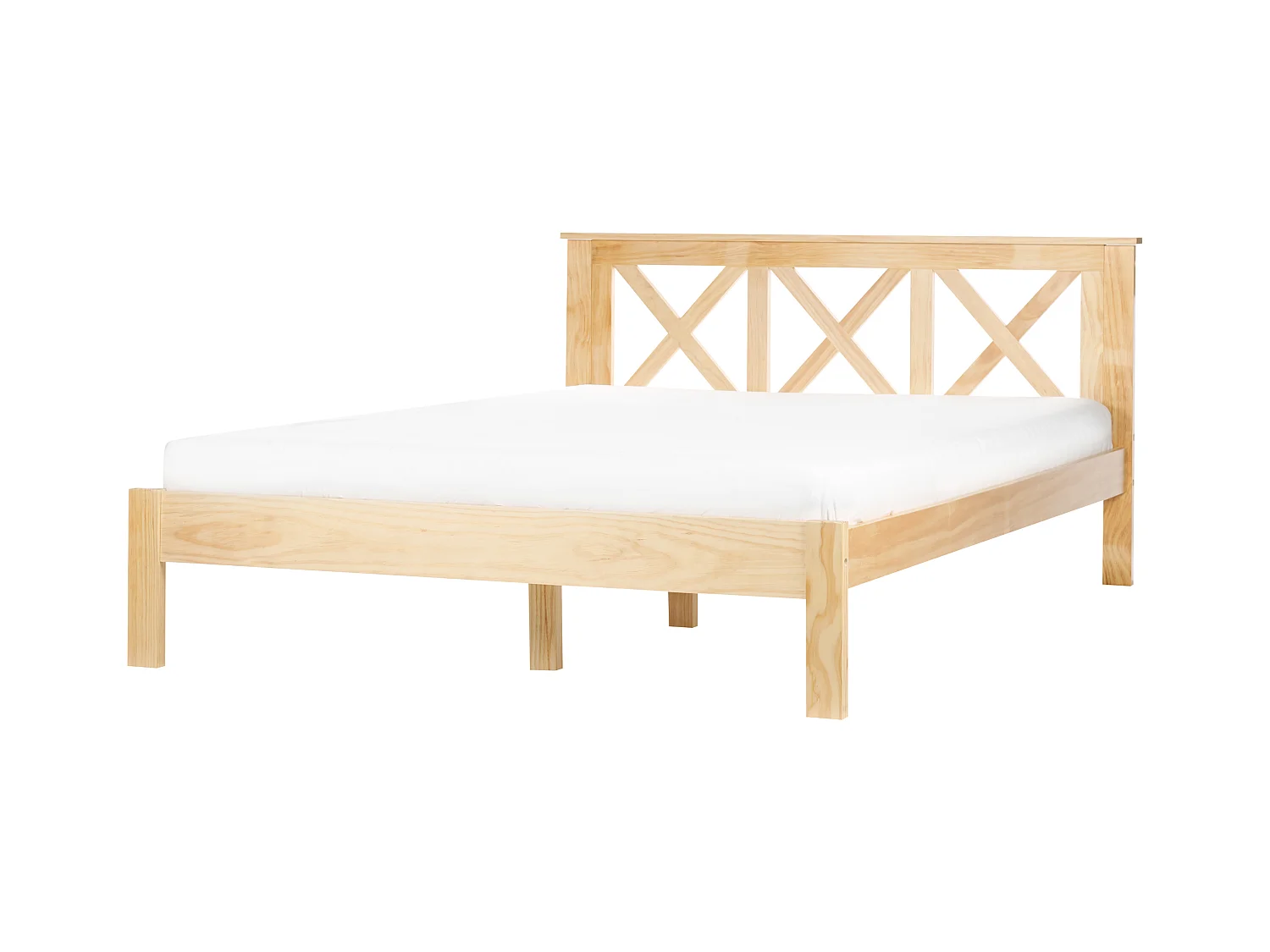 Lit avec sommier Bois de pin TANNAY 140 x 200 cm Marron clair