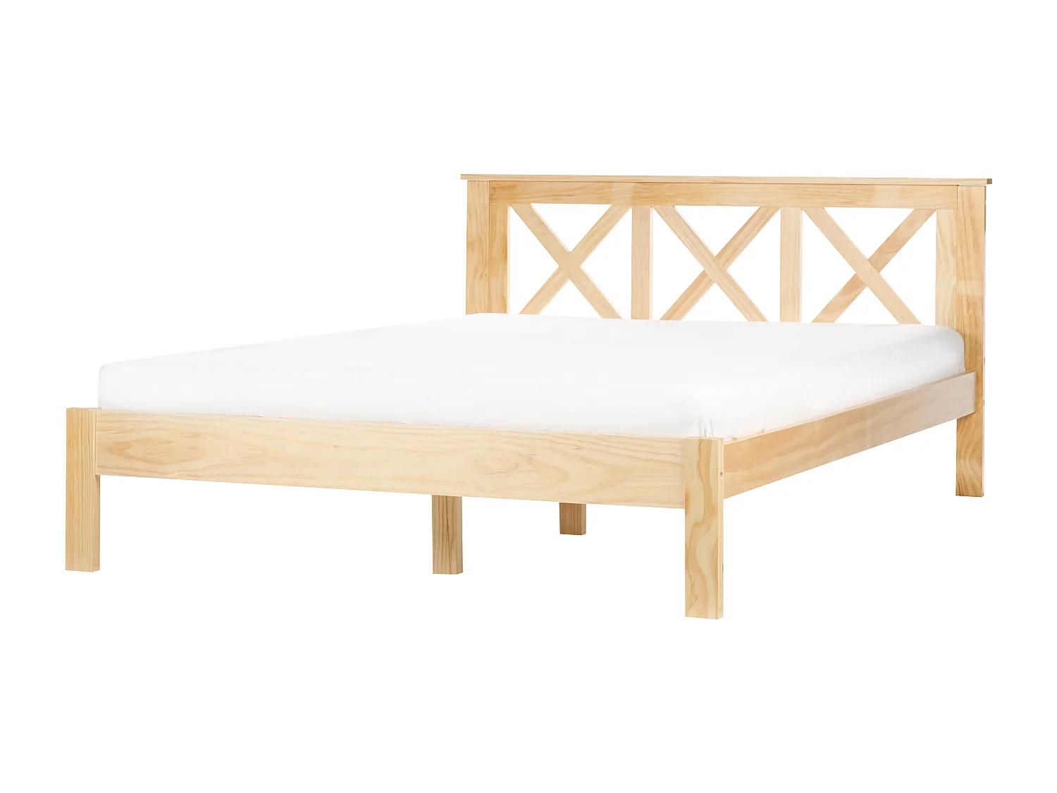 Lit avec sommier Bois de pin TANNAY 140 x 200 cm Marron clair