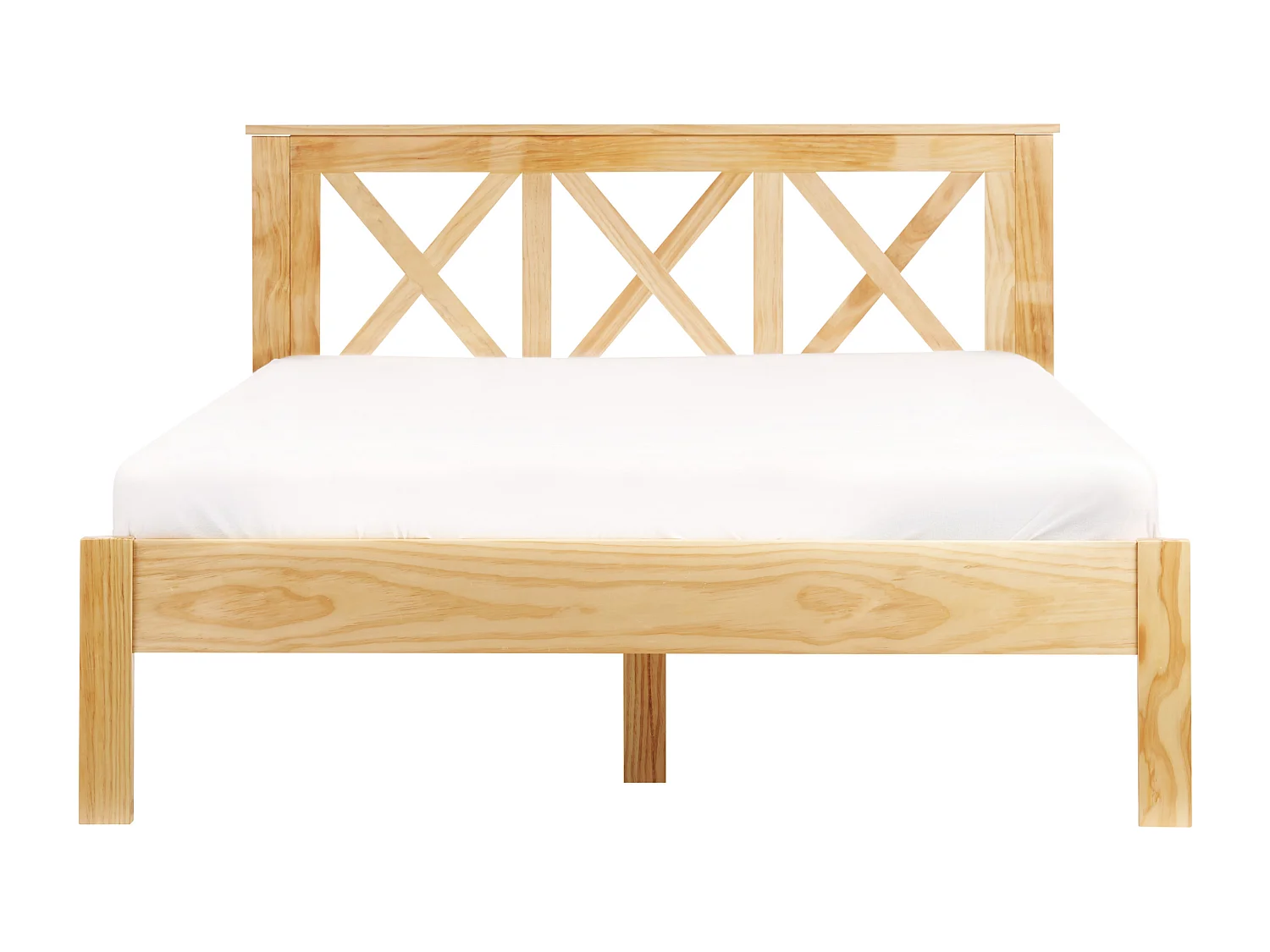 Lit avec sommier Bois de pin TANNAY 140 x 200 cm Marron clair