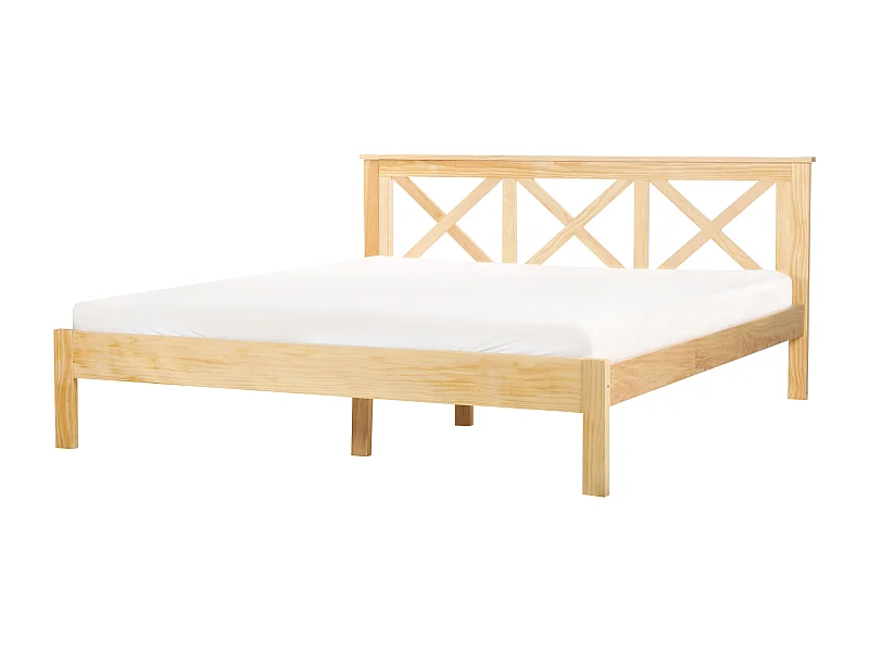 Lit avec sommier Bois de pin TANNAY 180 x 200 cm Marron clair