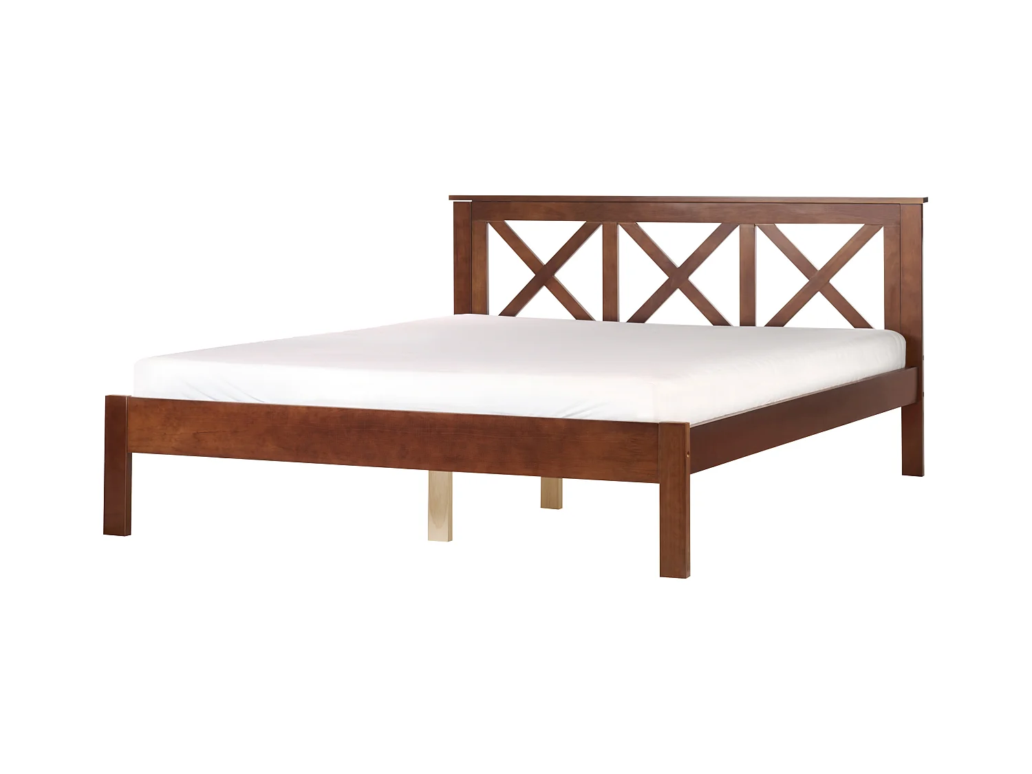 Lit avec sommier Bois de pin TANNAY 160 x 200 cm Marron foncé