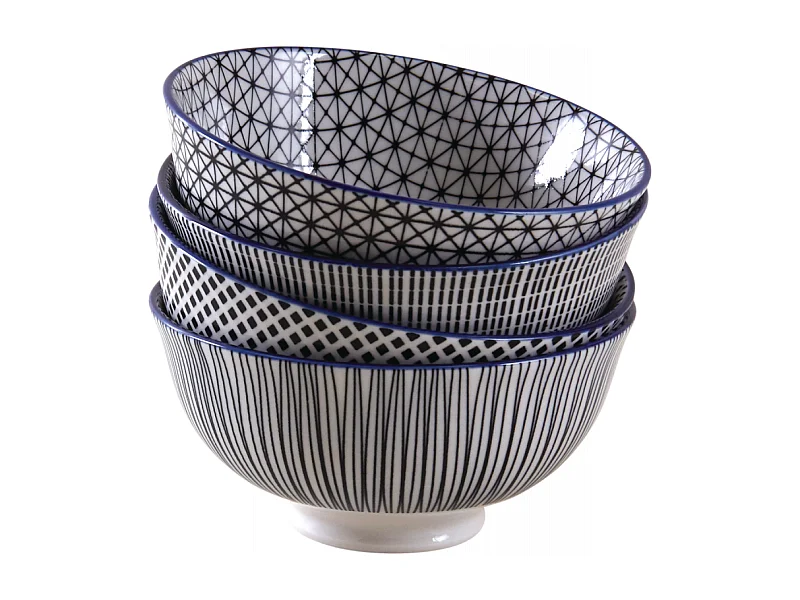 Bol en porcelaine motifs géométriques (Lot de 4) 280 ml
