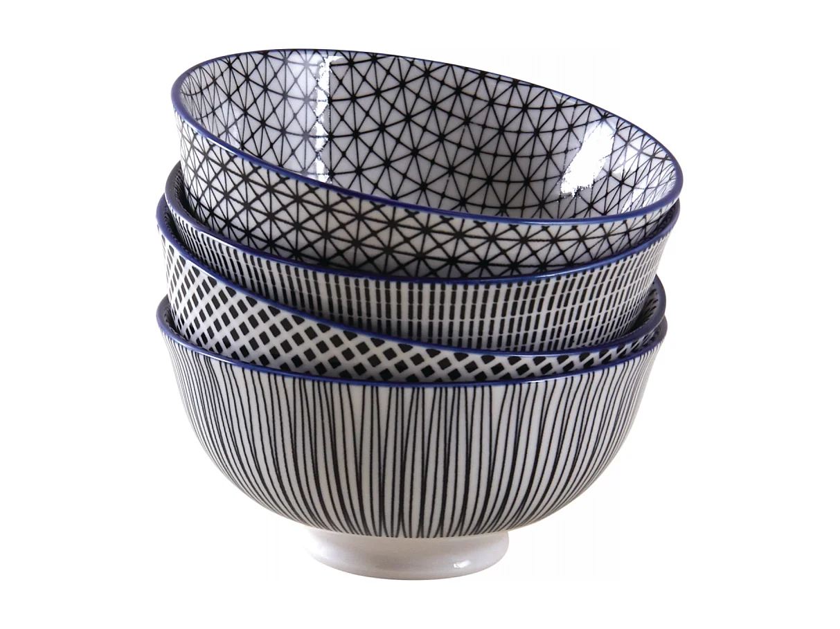 Bol en porcelaine motifs géométriques (Lot de 4) 280 ml