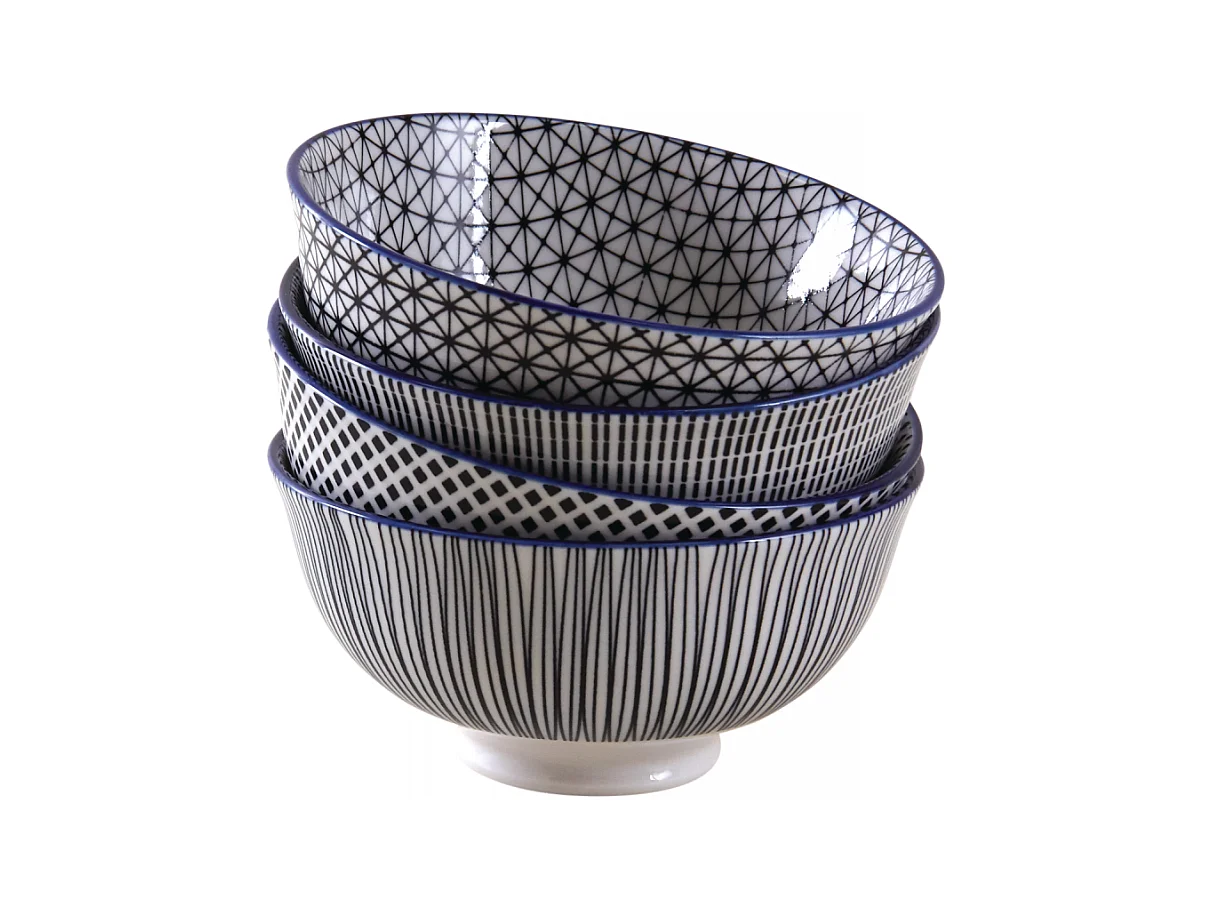 Bol en porcelaine motifs géométriques (Lot de 4) 280 ml