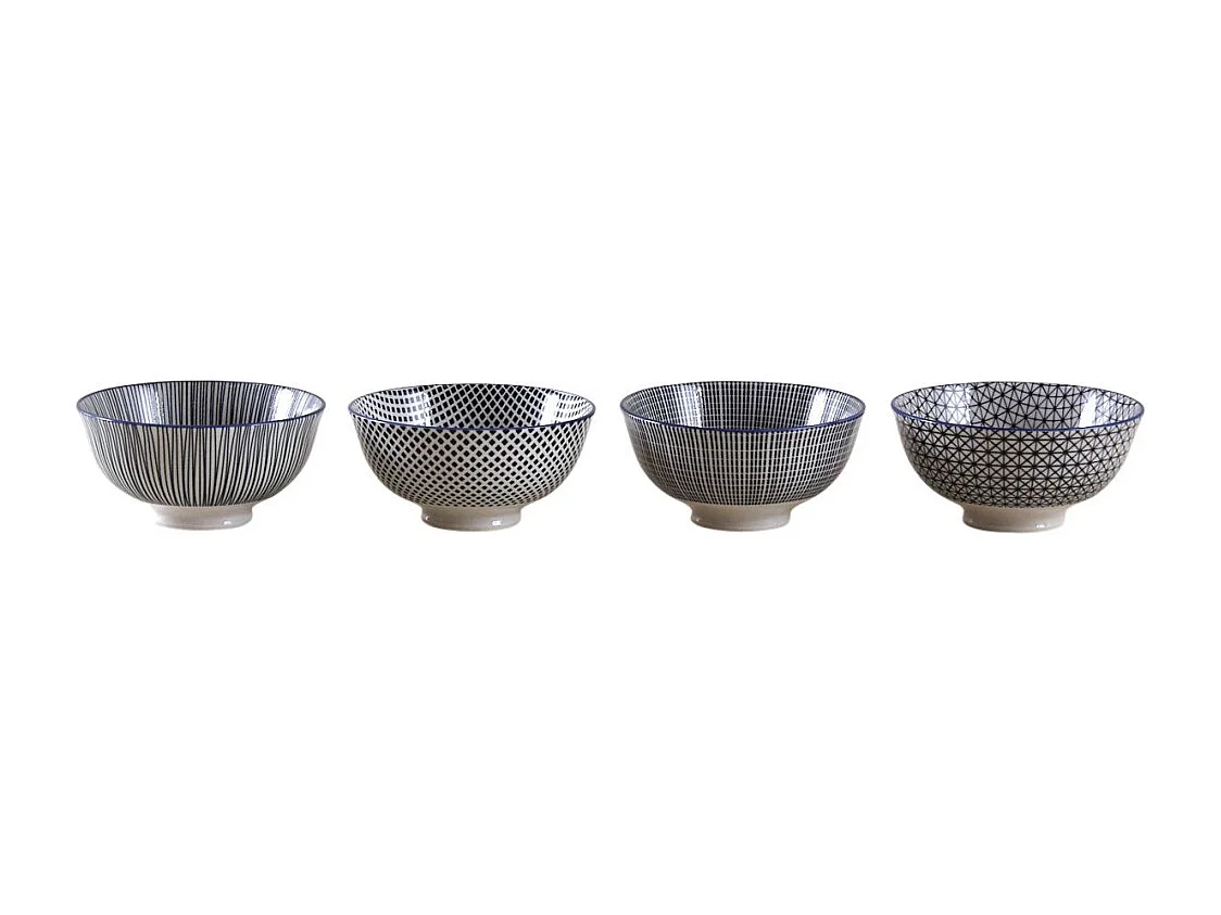 Bol en porcelaine motifs géométriques (Lot de 4) 280 ml