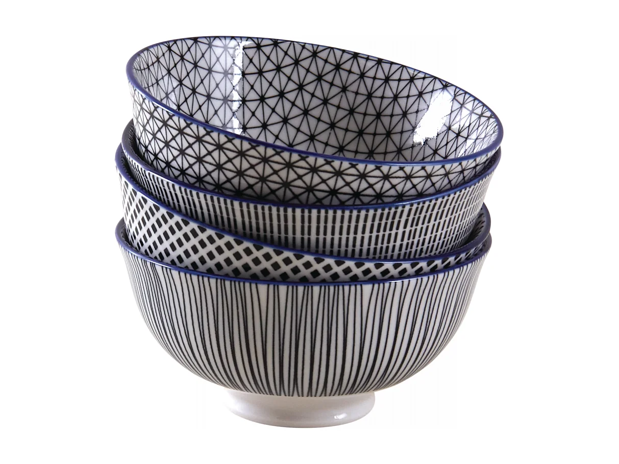 Bol en porcelaine motifs géométriques (Lot de 4) 280 ml