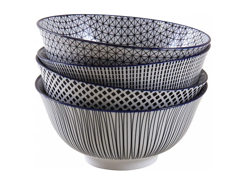 Bol en porcelaine motifs géométriques (Lot de 4) 640 ml