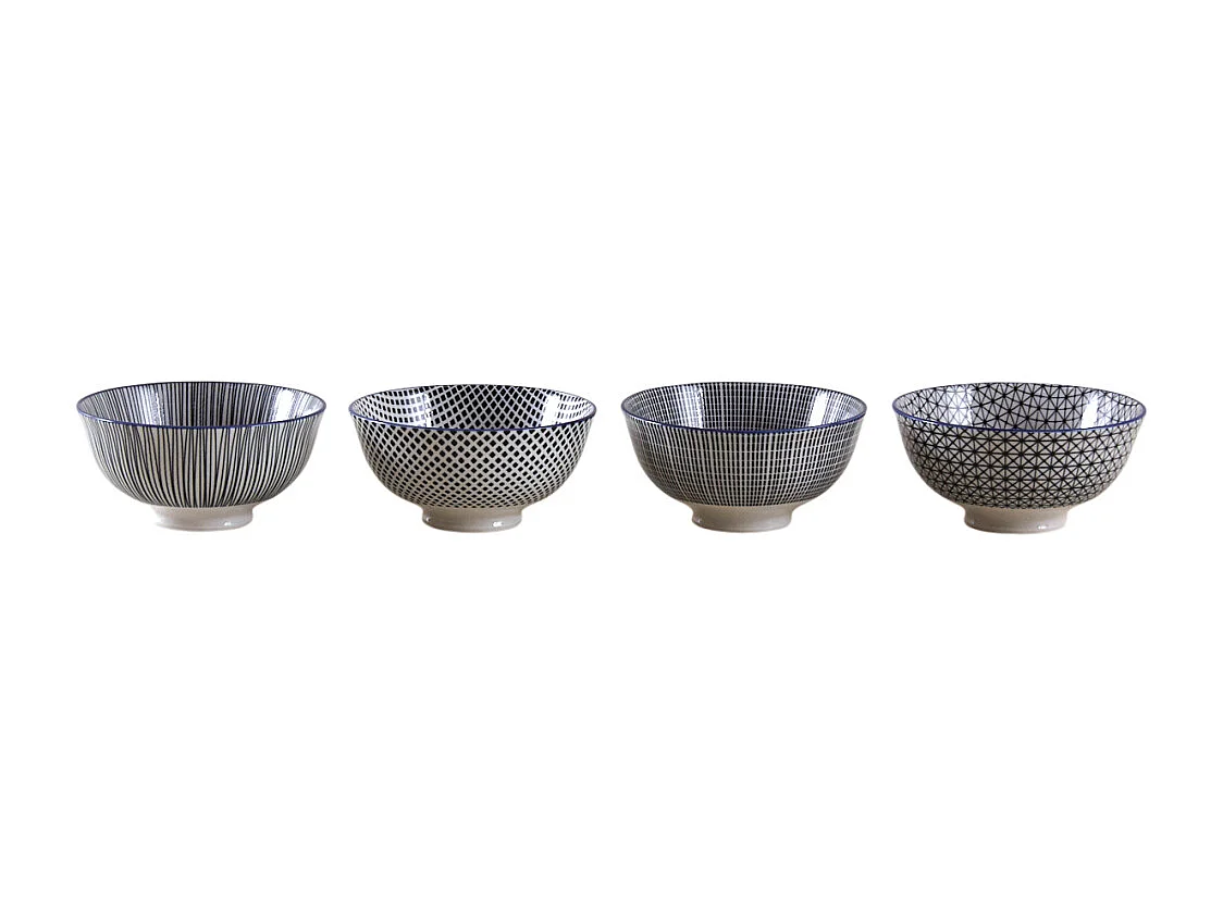 Bol en porcelaine motifs géométriques (Lot de 4) 640 ml