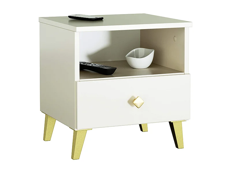 Comodino AKORD MOBI color cashmere con cassetto L40 x H43 x P37 cm